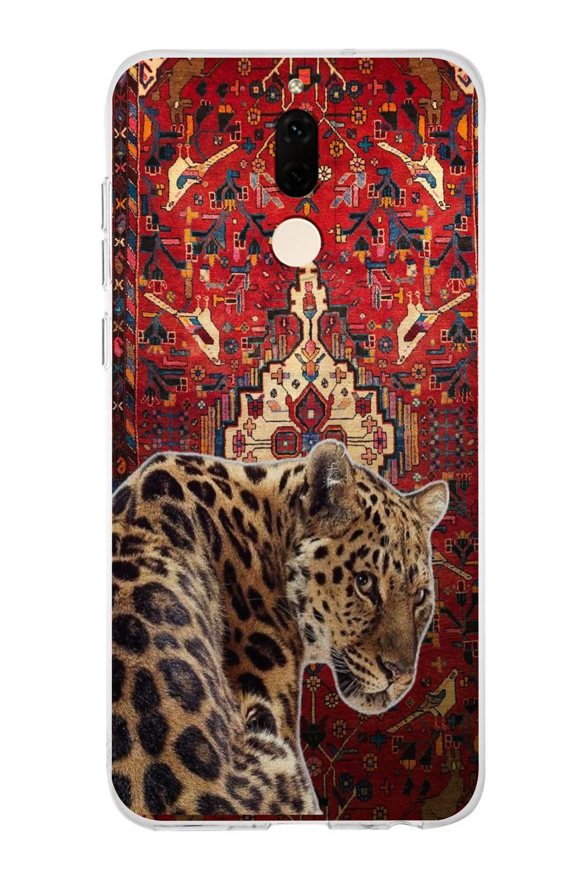 moonset Huawei Mate 10 Lite Uyumlu Leopar Tasarımlı Baskılı Şeffaf Telefon Kılıfı