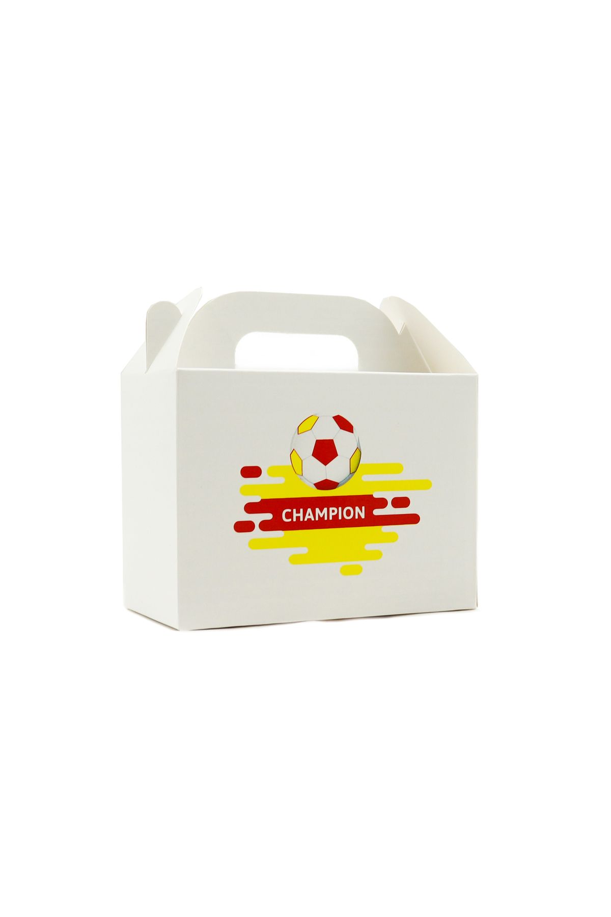 reprodesign ⚽ Sarı Kırmızı Champion Temalı Hediye Kutusu 3'lü Set – 10x14 cm El Geçme Kutu