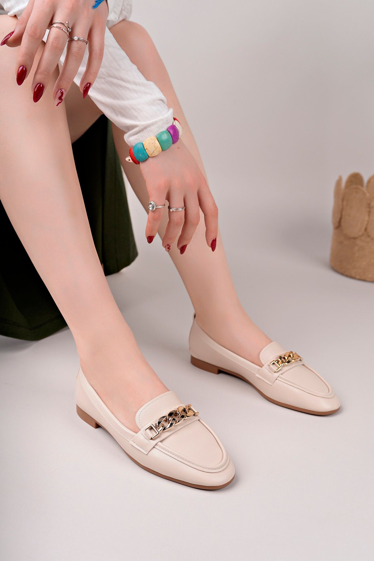SİLVER MODA Zincir Toka Yumuşak Babet