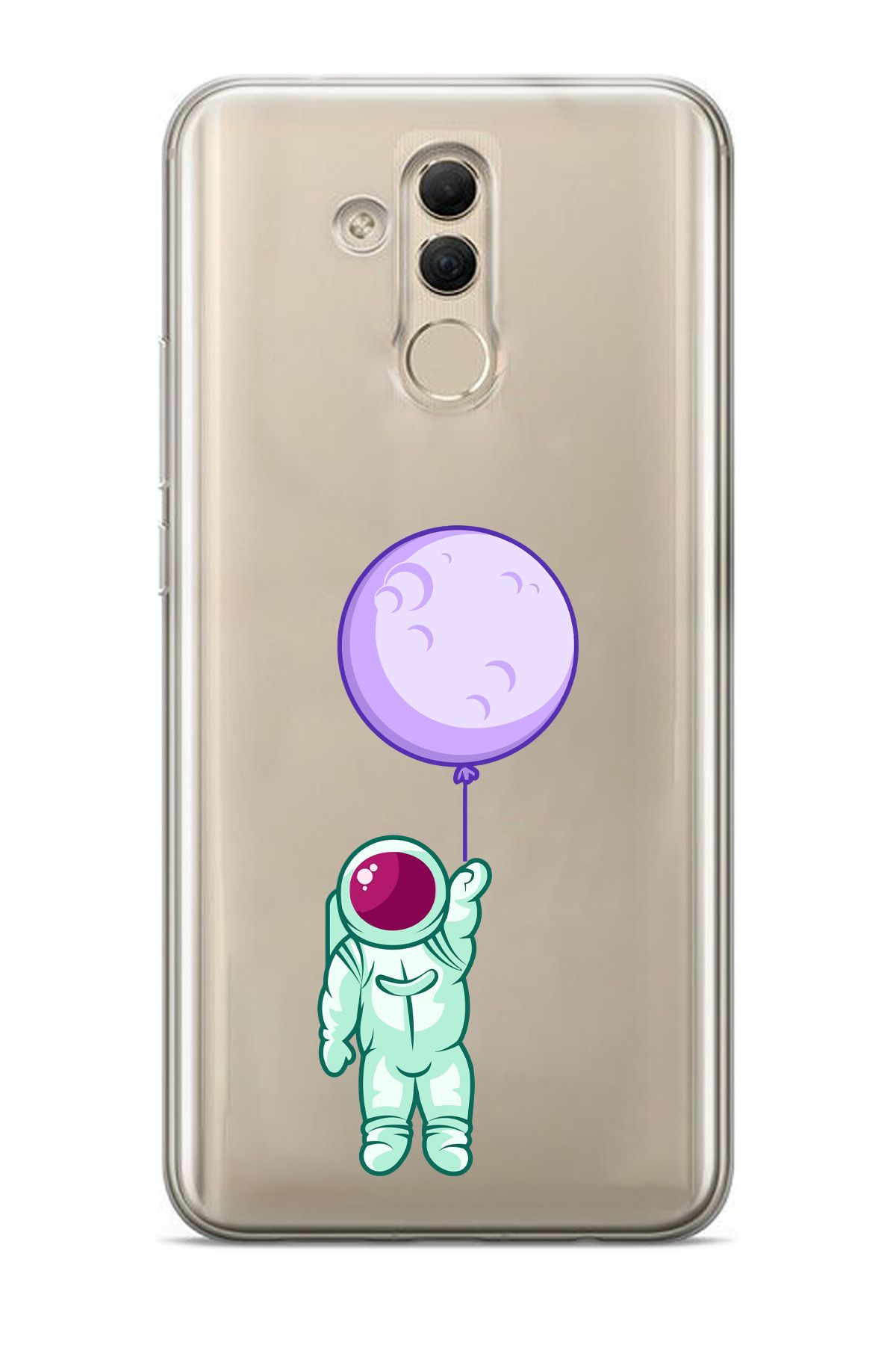 moonset Huawei Mate 20 Lite Uyumlu Astronot Tasarımlı Baskılı Şeffaf Telefon Kılıfı
