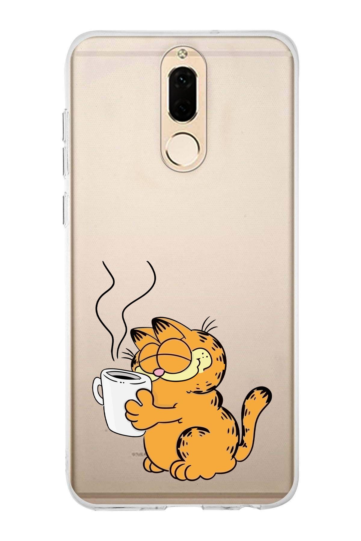 moonset Huawei Mate 10 Lite Uyumlu Garfield Tasarımlı Baskılı Şeffaf Telefon Kılıfı