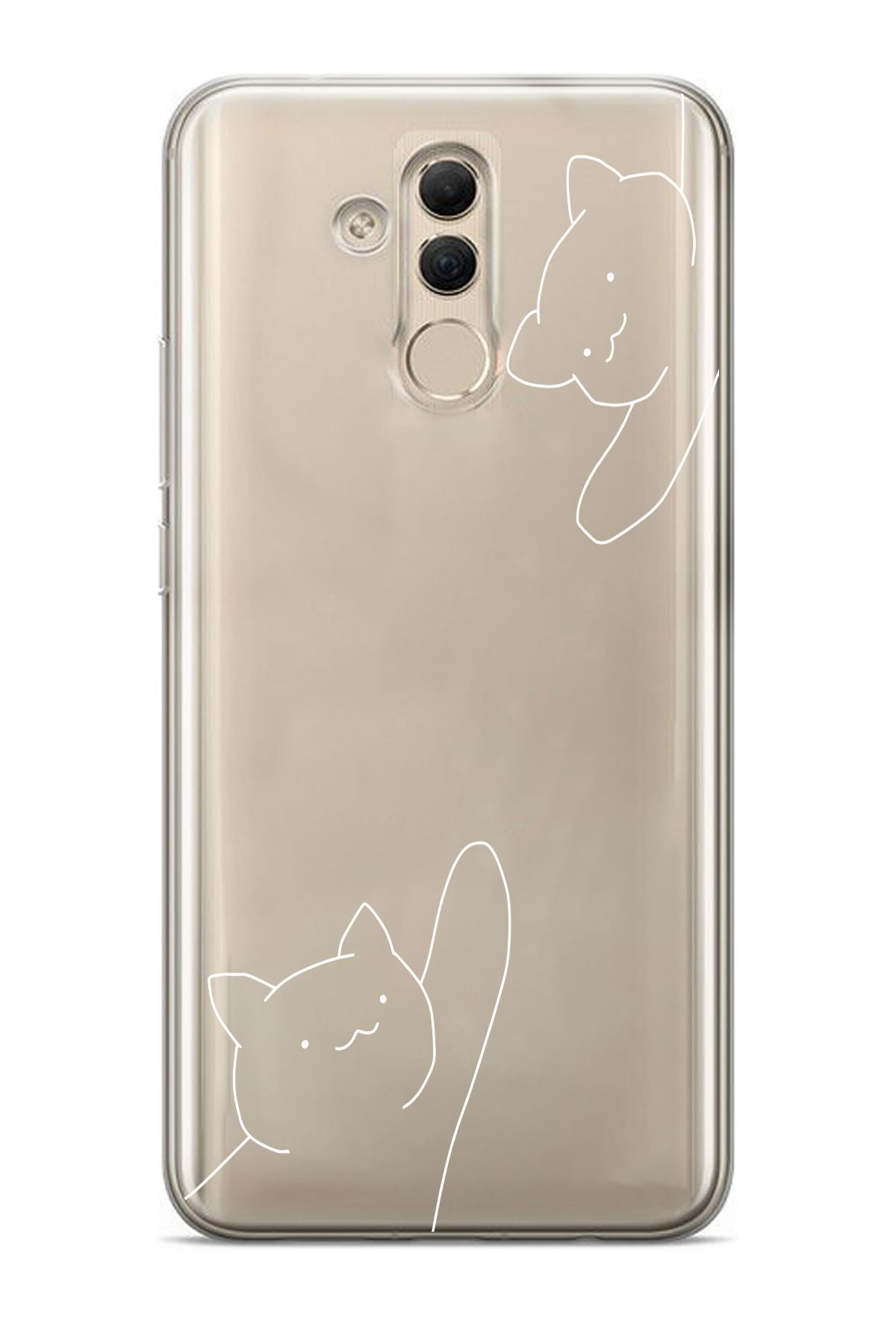 moonset Huawei Mate 20 Lite Uyumlu Kediler Tasarımlı Baskılı Şeffaf Telefon Kılıfı