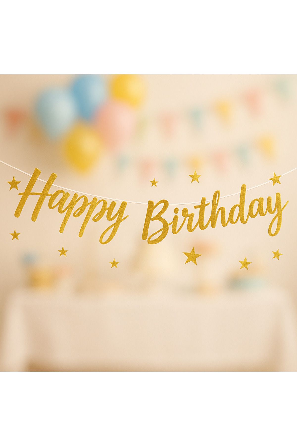 Colorful Toys Altın Rengi Doğum Günü Yazısı (Happy Birthday)