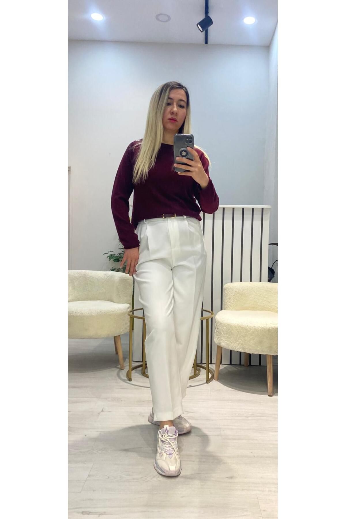 Roseden Yanları Yırtmaçlı Bilek Paça Pantolon