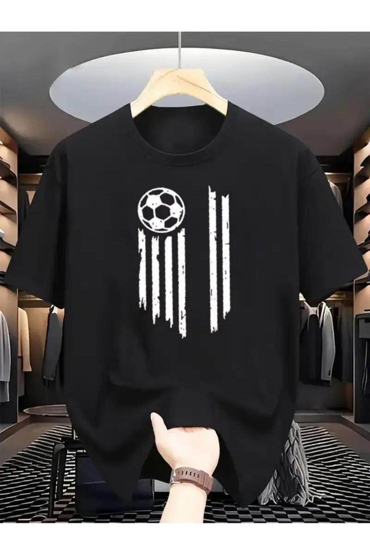 İnazuma Outdoors İnazuma Unisex Oversize Baskılı Pamuklu Bisiklet Yaka Kısa Kollu SİYAH T-shirt