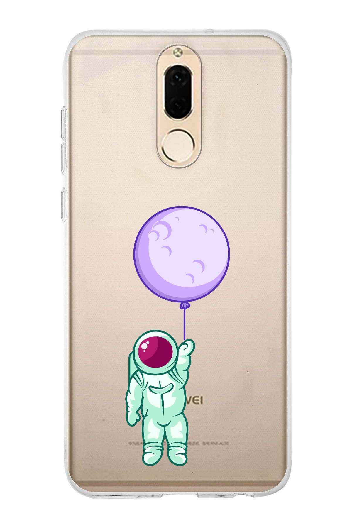 moonset Huawei Mate 10 Lite Uyumlu Astronot Tasarımlı Baskılı Şeffaf Telefon Kılıfı