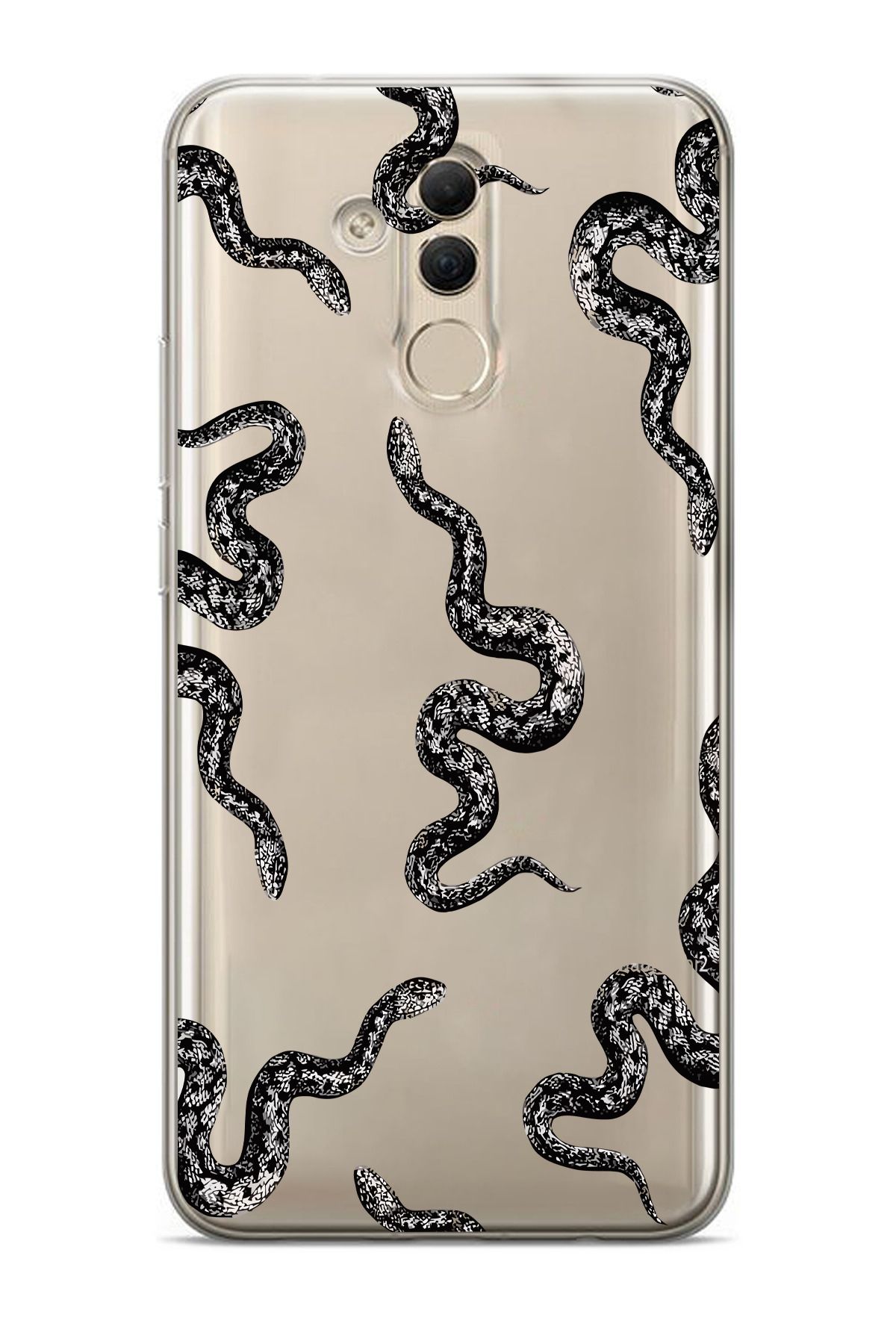 moonset Huawei Mate 20 Lite Uyumlu Yılan Tasarımlı Baskılı Şeffaf Telefon Kılıfı