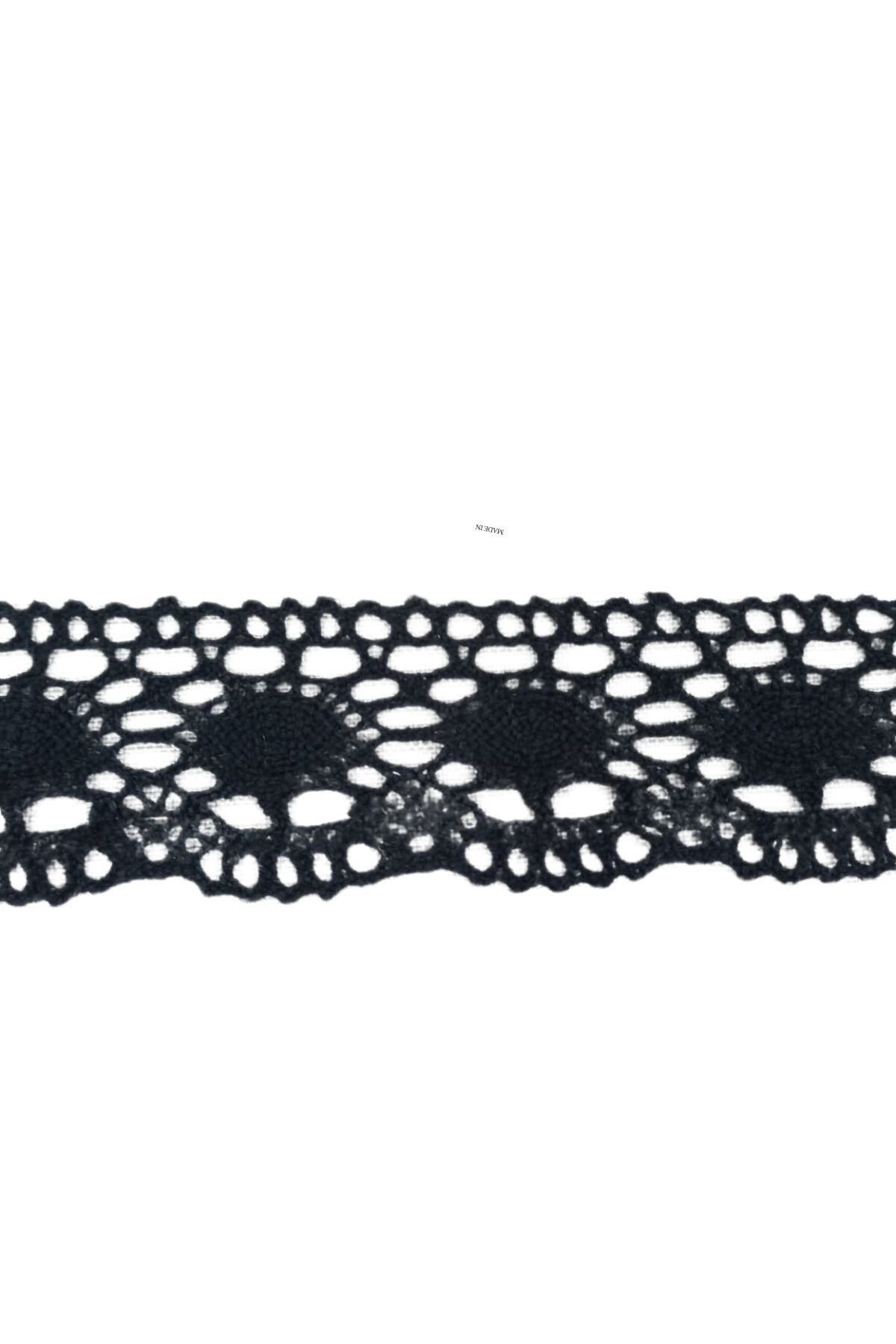 BY NEVSER Kopanaki Dantel En 5 Cm Badem Model Siyah 5 Metre