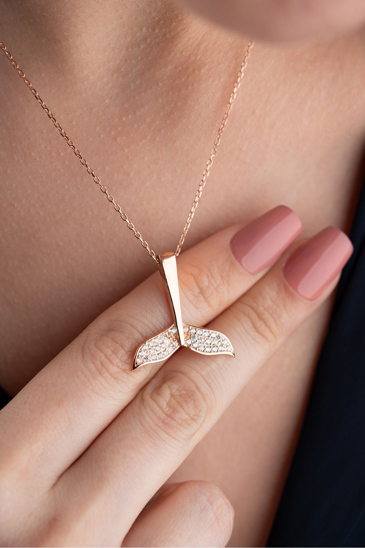 Silvano Jewelry 925 Ayar Gümüş Balina Kuyruğu Kolye
