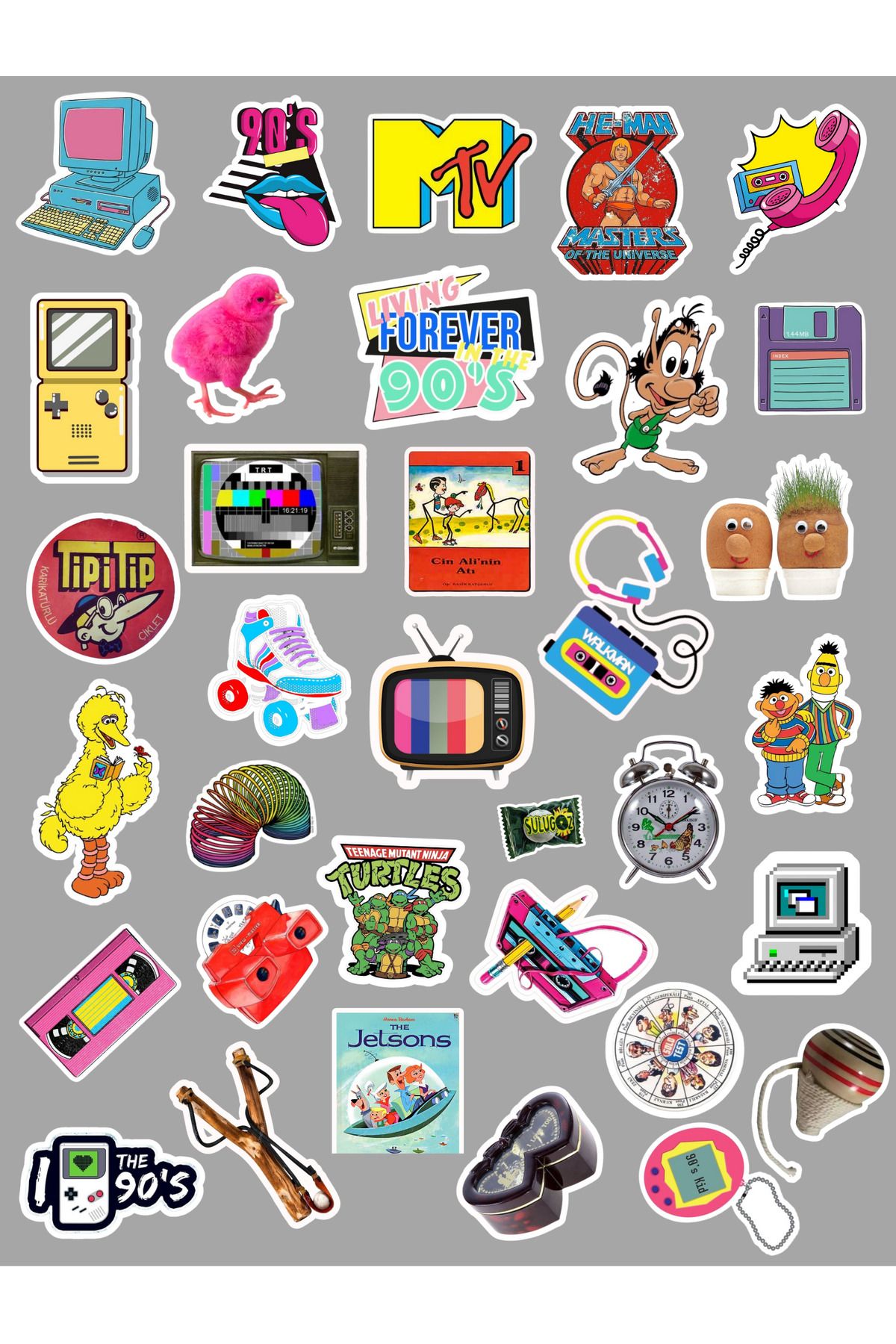 Studio D arte DIY KIT 90'lar Sticker Set Bullet Journal Ajanda Günlük Laptop Telefon Tablet Etiket Çıkartma