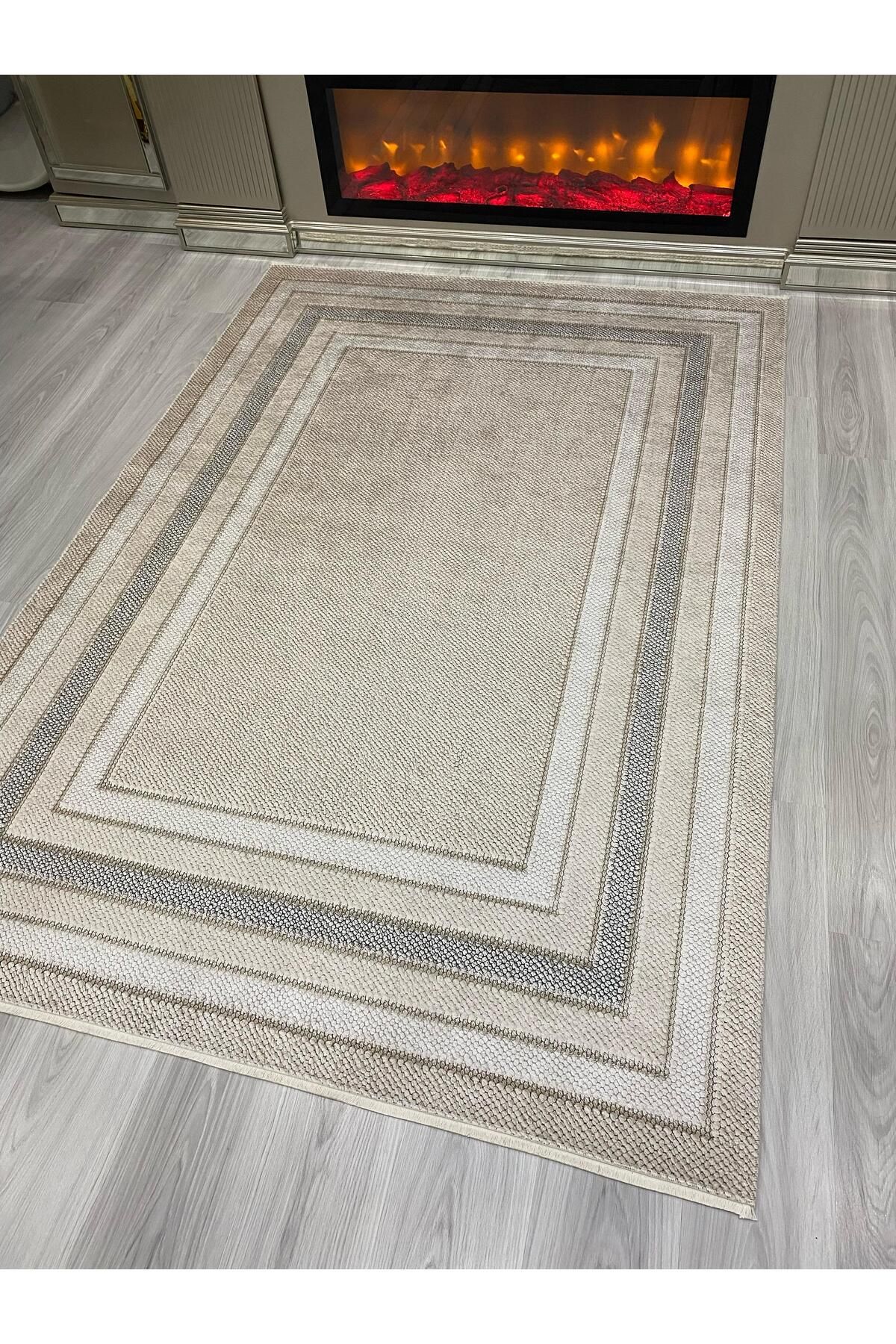 ALLGELSİN Yıkanabilir Kaymaz Taban Salon ve Oturma odası Halısı Yeni Sezon Dijital Baskı Halı İnce Halı