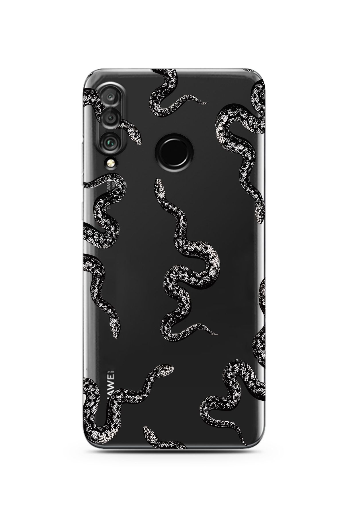 moonset Huawei P30 Lite Uyumlu Yılan Tasarımlı Baskılı Şeffaf Telefon Kılıfı