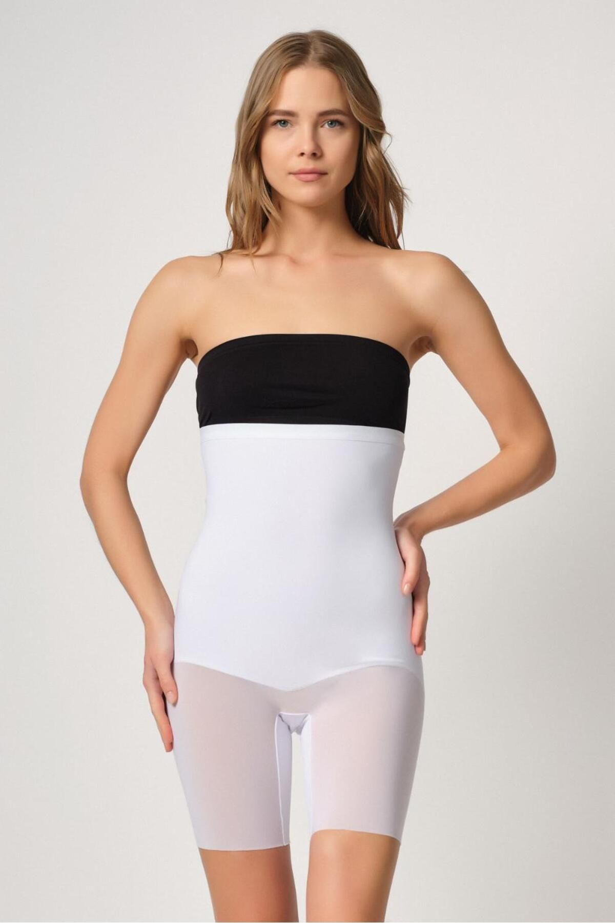 ASFSTORE BEYAZ MI Emay 2929 Double Tül Paçalı Lazer Korse