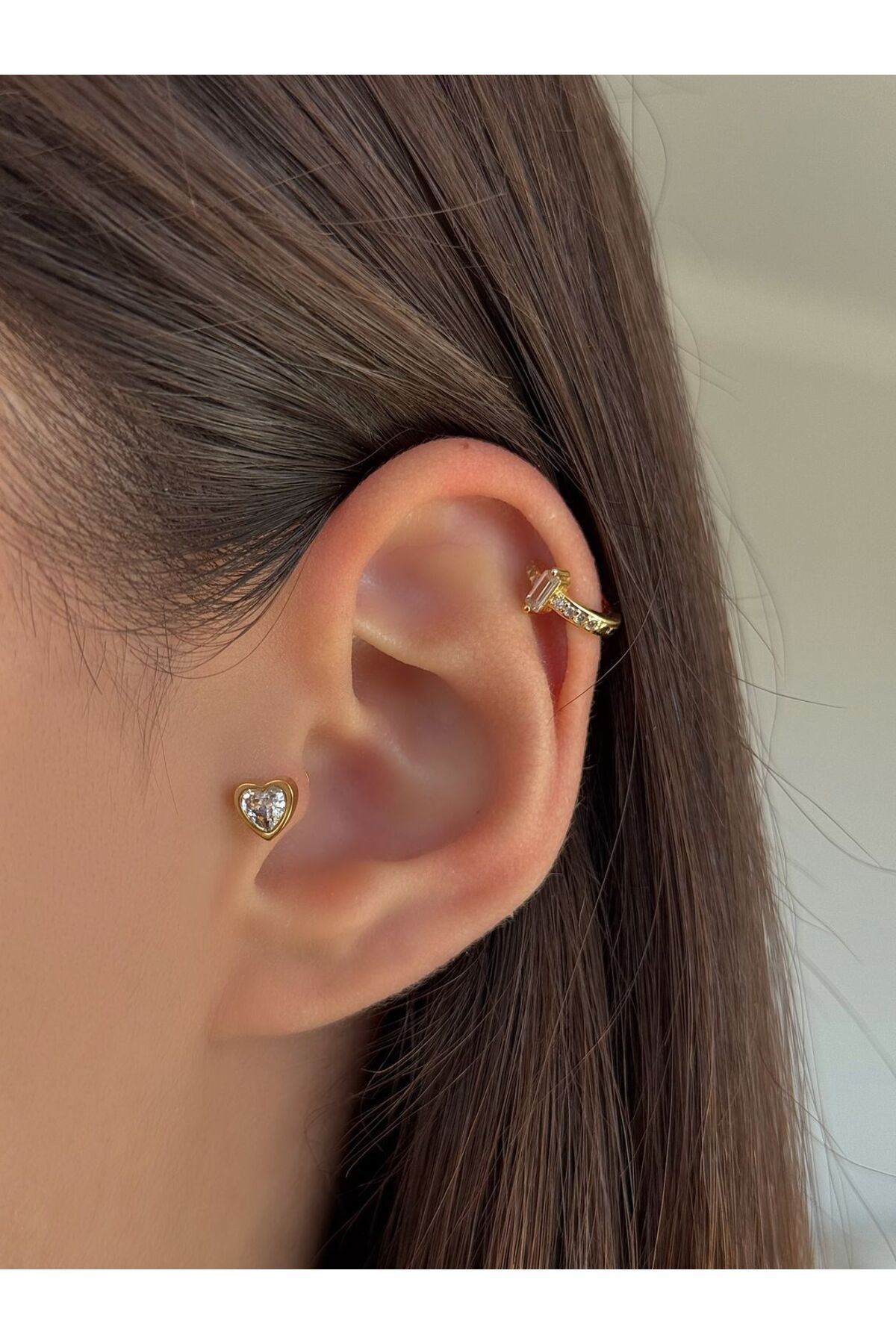 H&B Design Cerrahi Çelik Gold Kalp Detaylı Piercing