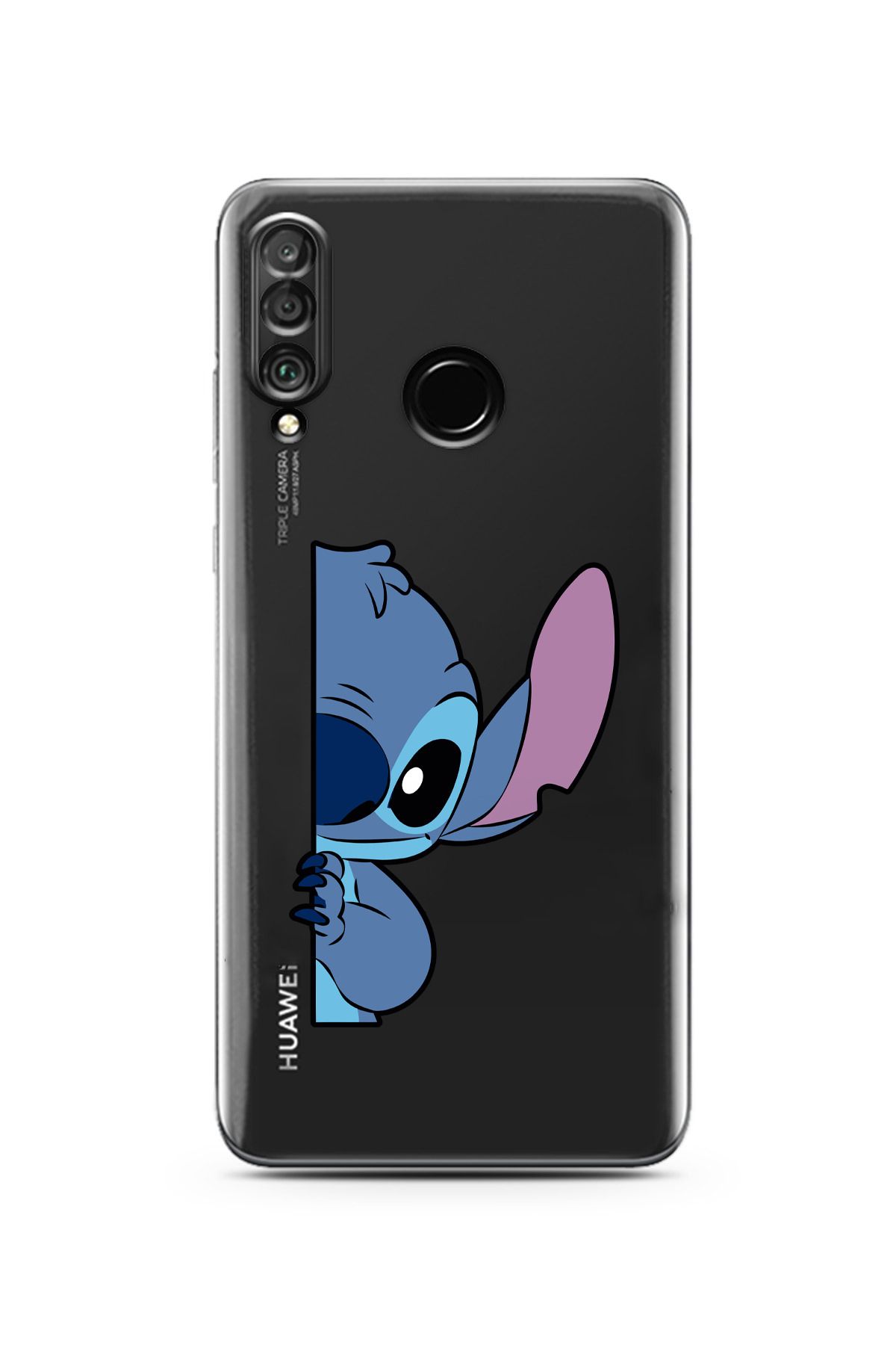 moonset Huawei P30 Lite Uyumlu Stitch Tasarımlı Baskılı Şeffaf Telefon Kılıfı