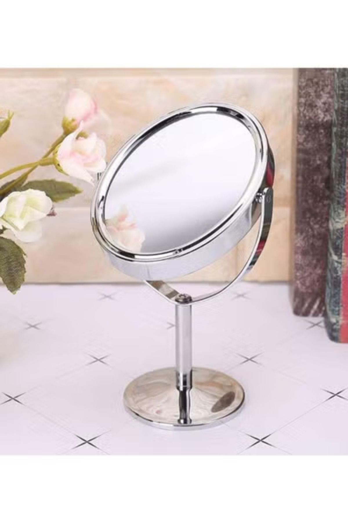 co arma-Small double-sided mirror with a stand for decoration and makeup, 360-degree rotation 2