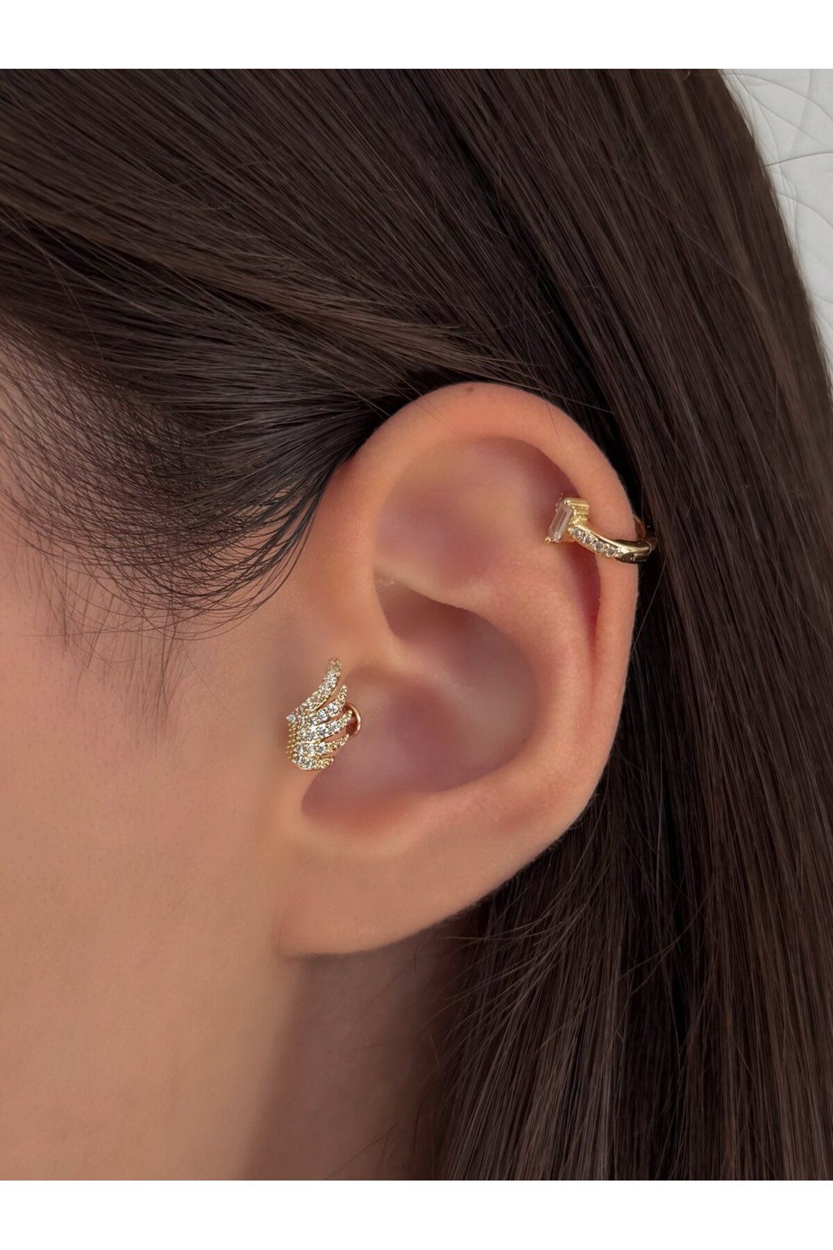H&B Design Cerrahi Çelik Gold Kanat Detaylı Piercing