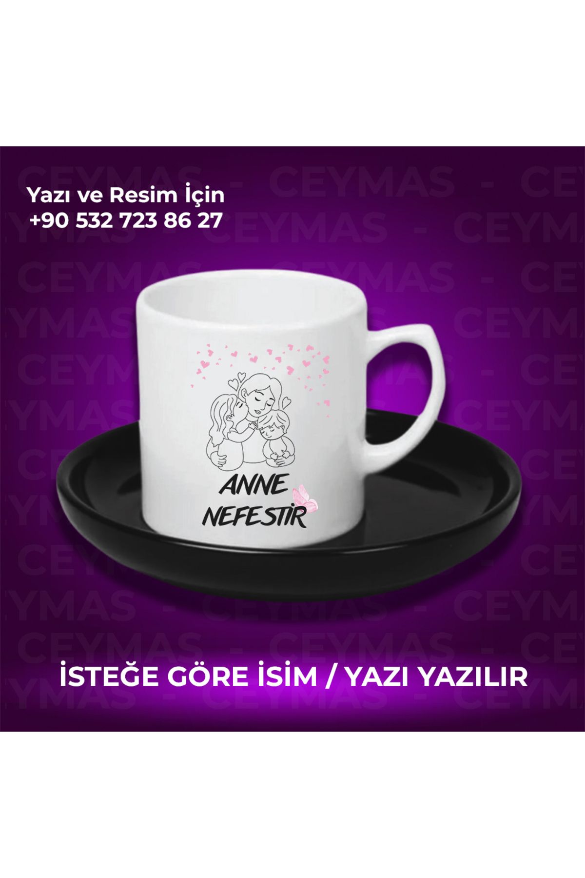 Ceymas Hediyelik Annelere Özel İsimli Anneler Günü Hediyelik Renkli Kupa Bardak