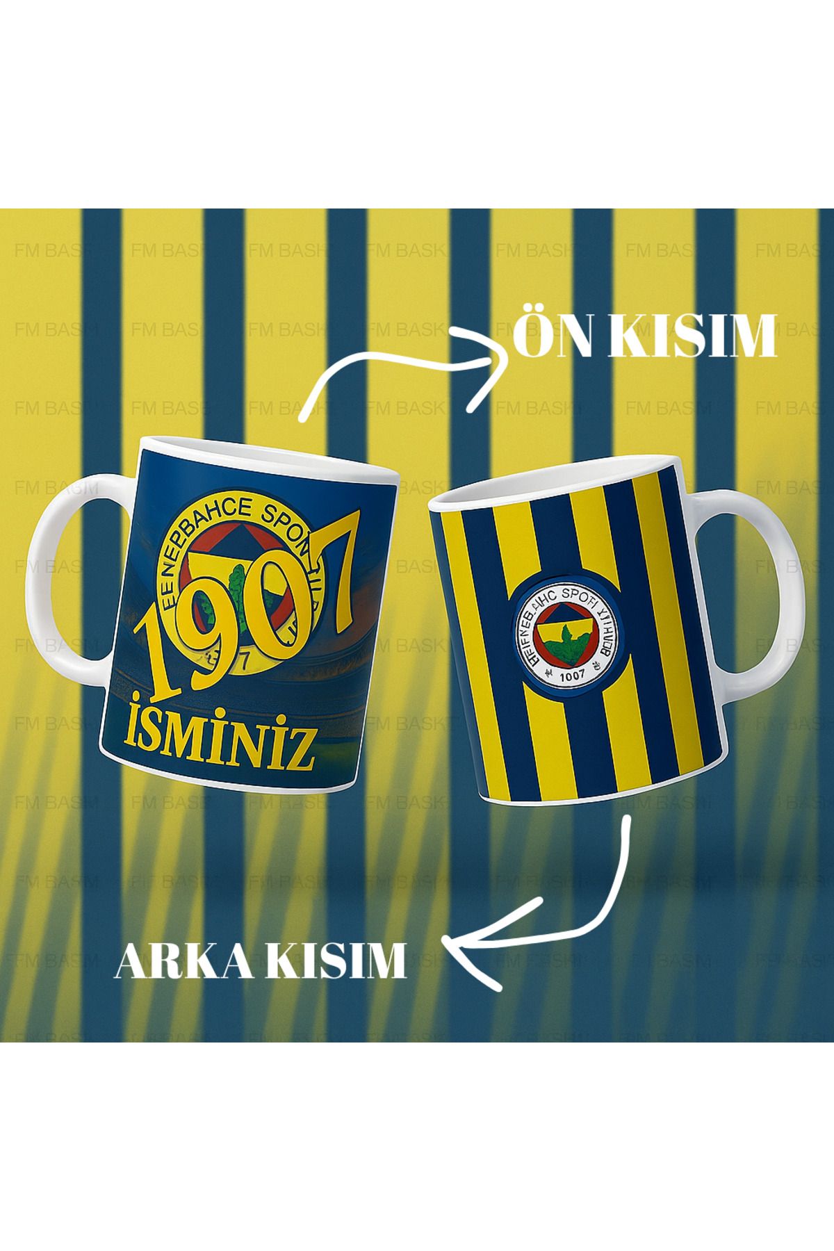 FM BASKI Sarı lacivertli taraftarların seveceği tasarım kişiye özel isim yazdırma