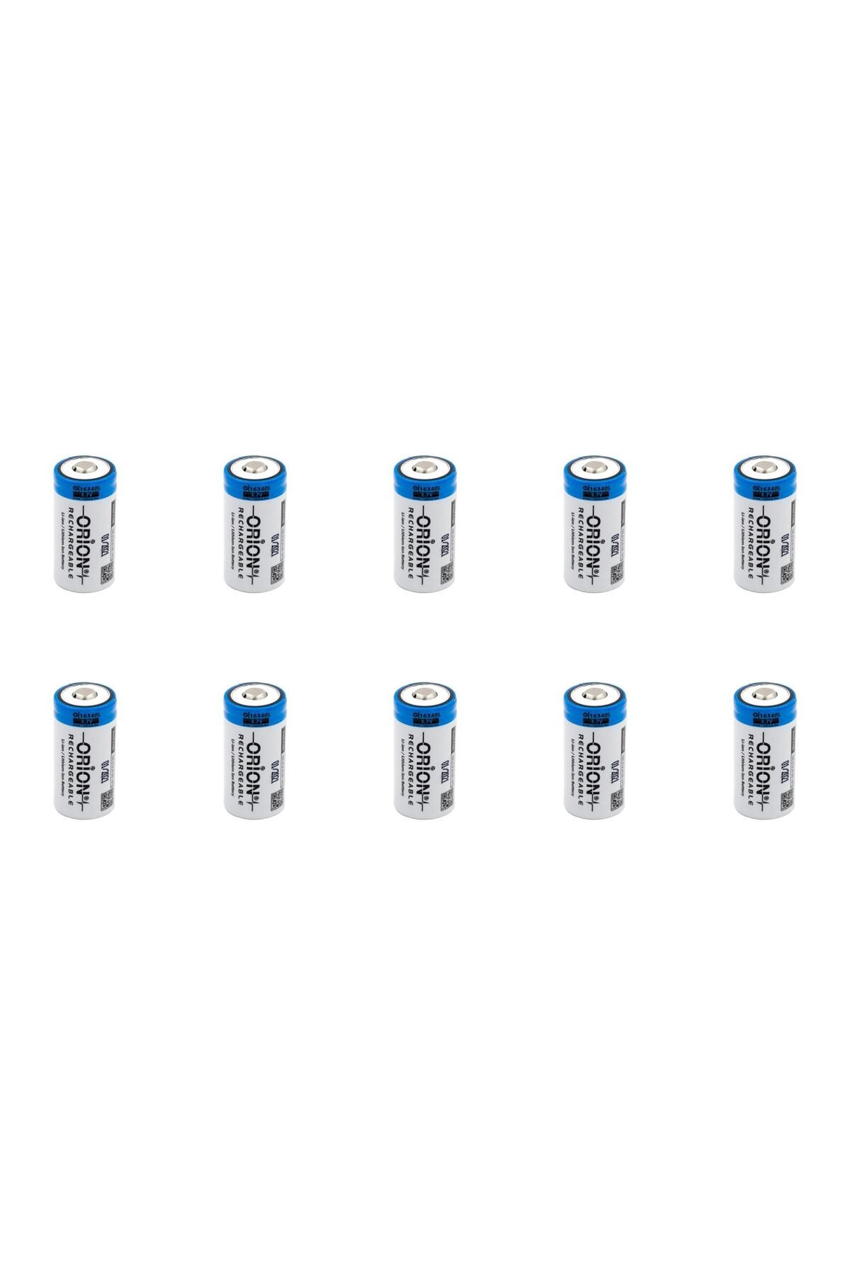 Orion 10 Adet 16340 3.7V 850 Mah Li-Ion Pil (CR123A Lityum Şarjlı Pil)