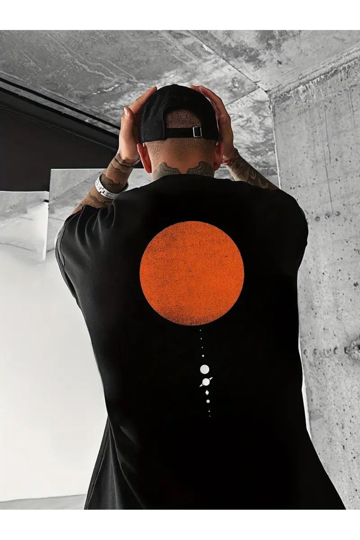 qubo sportswear & company qubo Unisex Oversize Baskılı Pamuklu Bisiklet Yaka Kısa Kollu SİYAH T-shirt