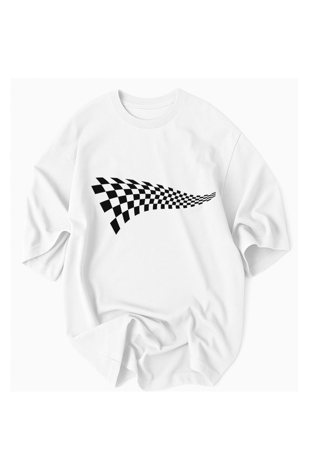 Racıng Motorsport Yarış Tema Baskılı %100 Pamuklu Oversize Tshirt tişört