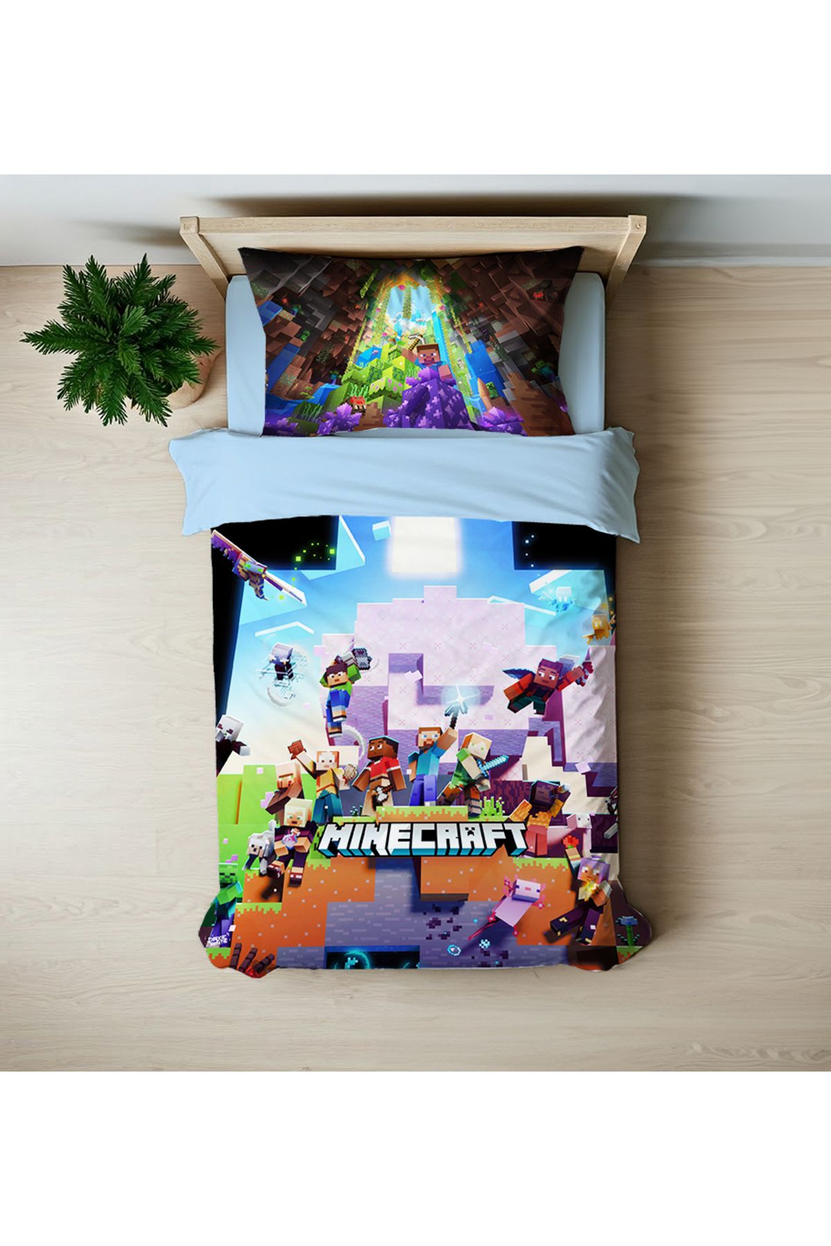 hediyechy hediye nevresim Minecraft3D Dijital Baskılı tek kişilik nevresim takımı çarşafsız