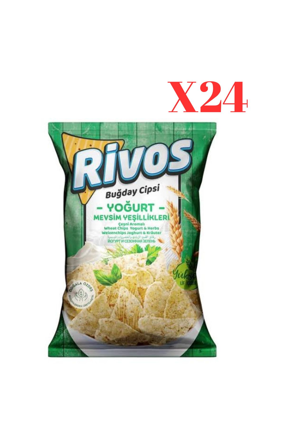 Rivos Buğday cipsi yoğurt ve mevsim yeşillikleri 56 g 24 paket trans yağ yoktur