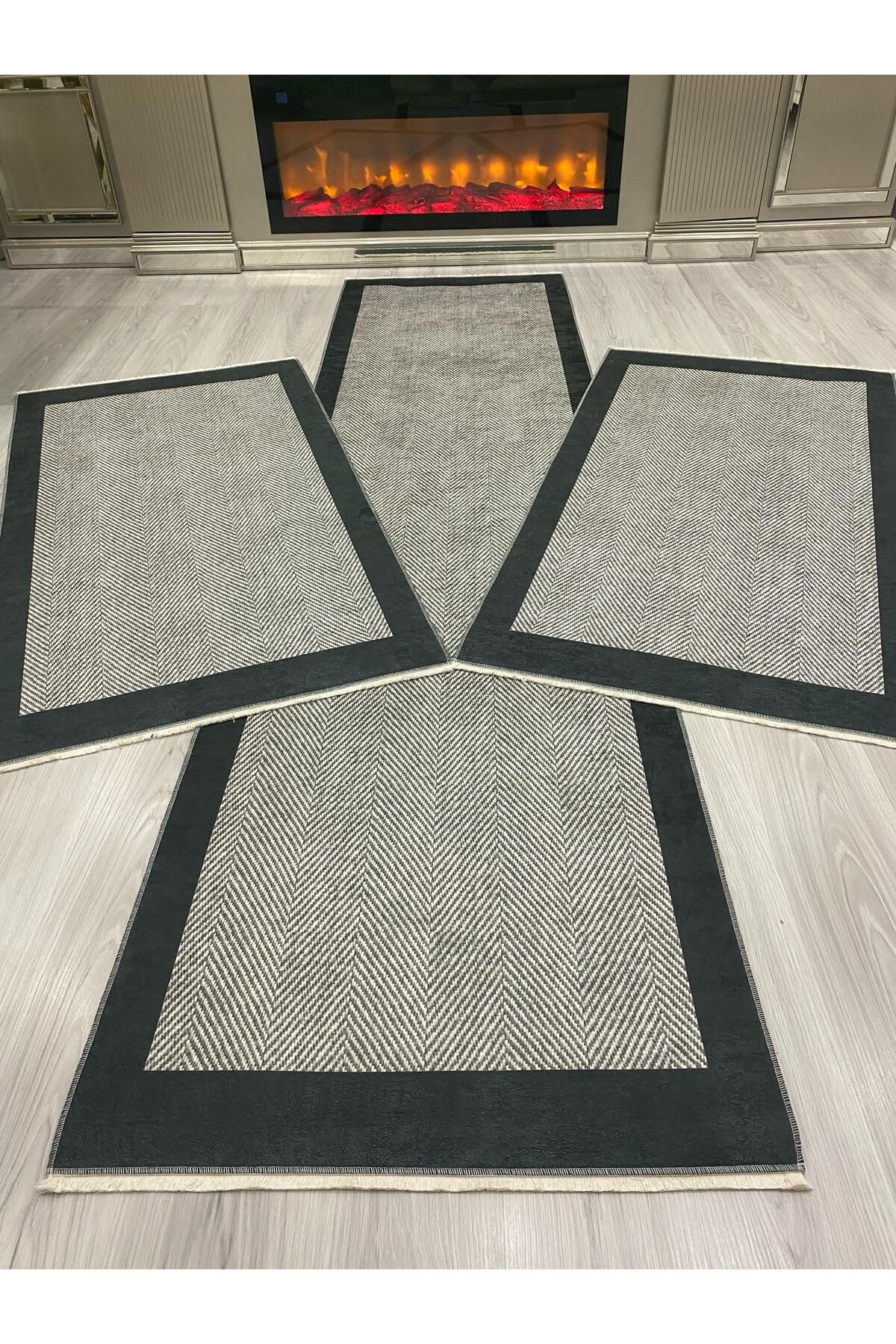 ALLGELSİN Yatak Odası Halısı Seti 3 'lü Yatak Odası Halı Takımı 2 Adet 80x150 1 Adet 80x300 Halı Seti Yolluk