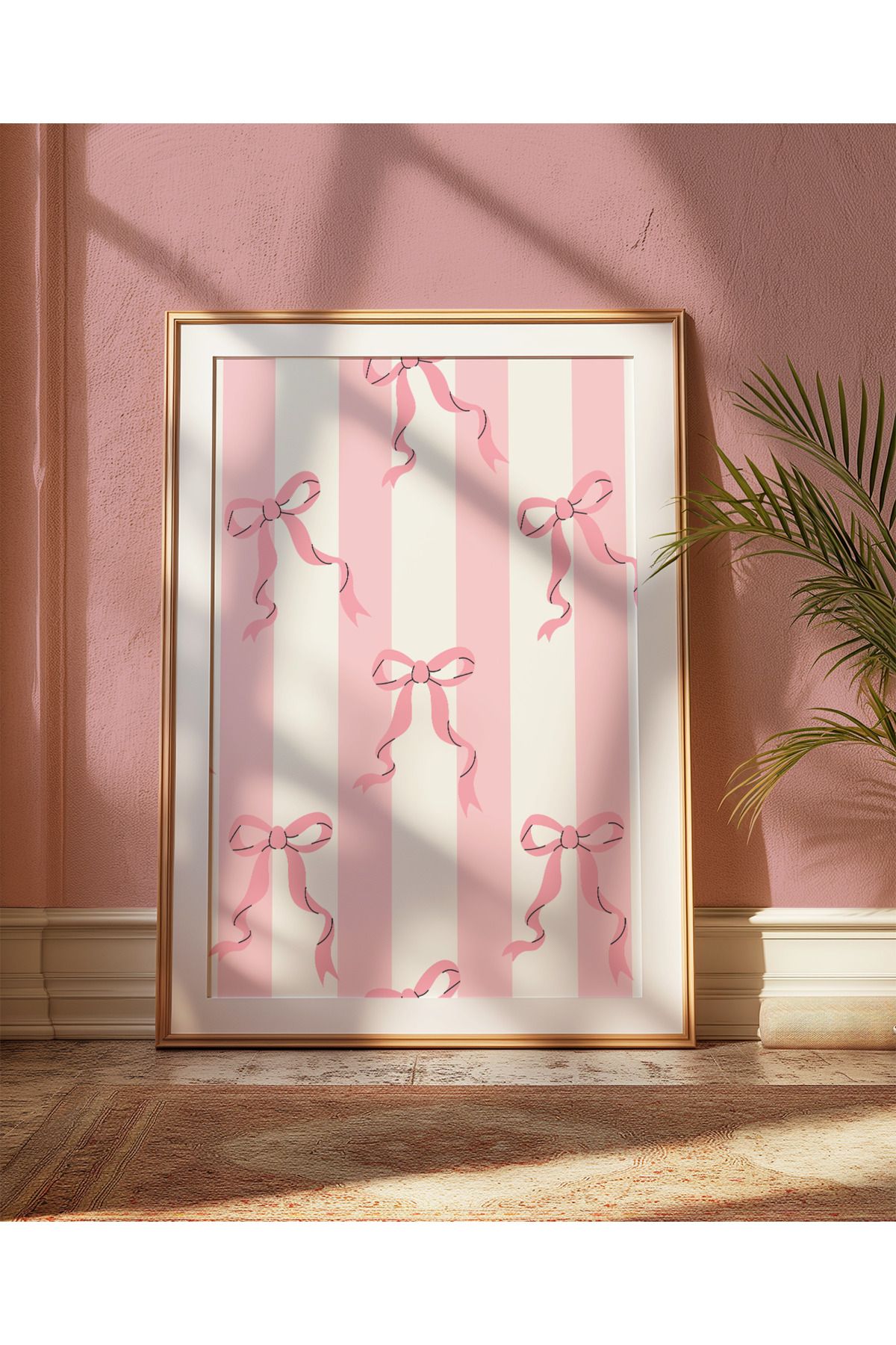 DES VU PRINT Pembe Coquette Kurdele Temalı Çerçevesiz Poster