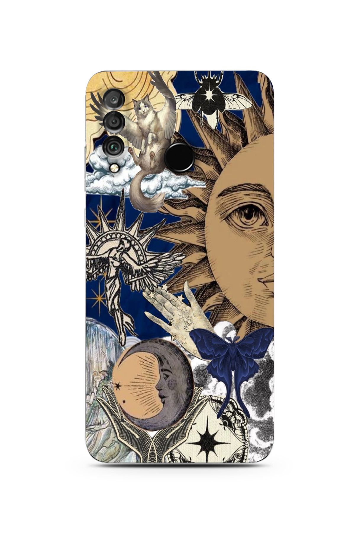 moonset Huawei P30 Lite Uyumlu Güneş Kolaj Tasarımlı Baskılı Şeffaf Telefon Kılıfı