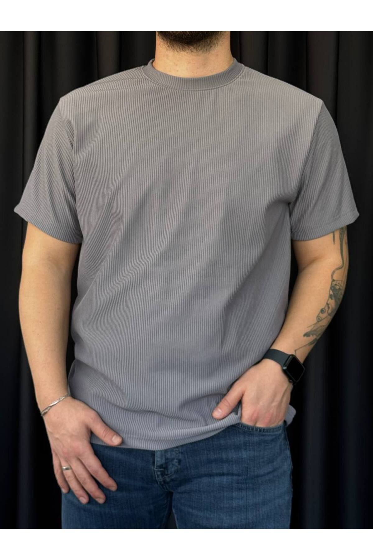 VOGUEMET ✅ Bisiklet Yaka Ottoman T-shirt – Hafif Doku, Rahat Kullanım