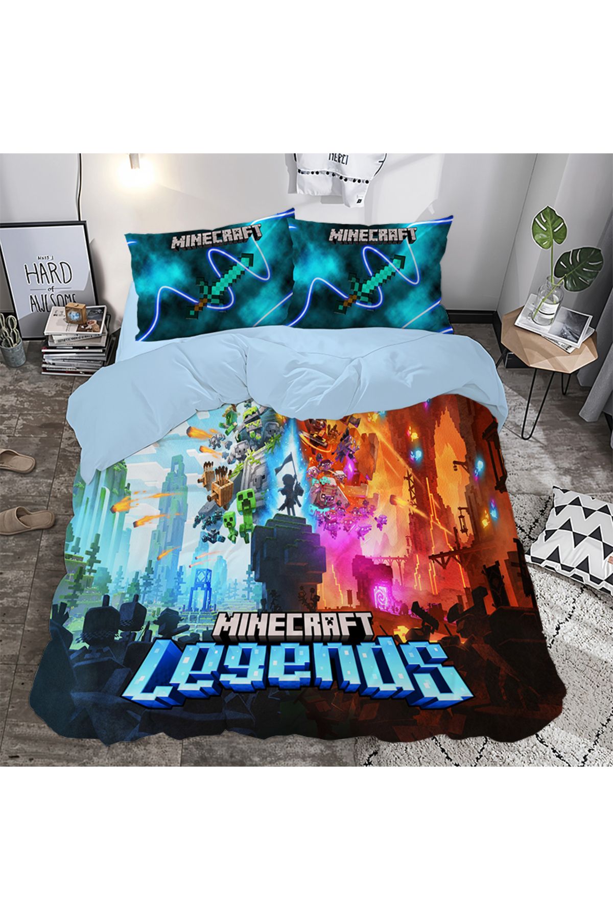 hediyechy GİFT DUVET COVER Minecraft GRUP 3d Baskılı Çift Kişilik Nevresim Takımı