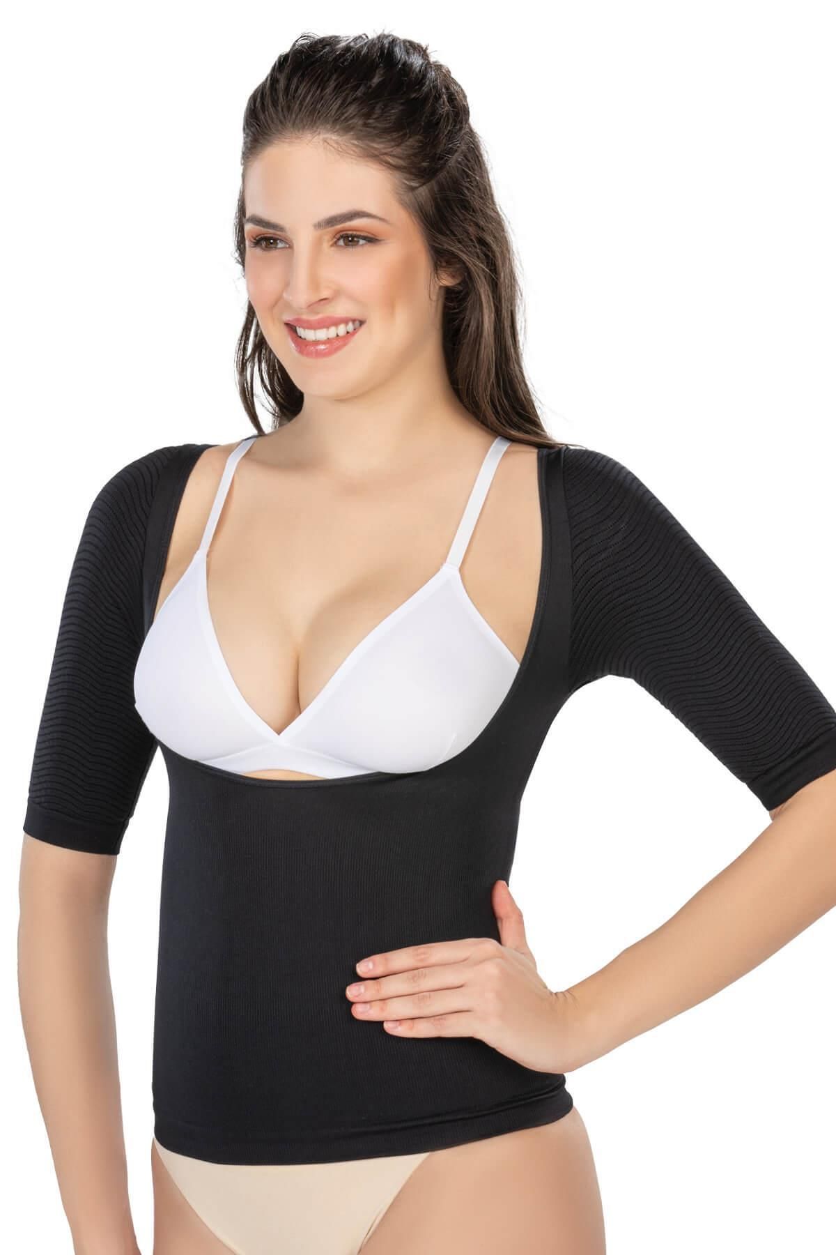 ASFSTORE SİYAH MI Emay 5014 Göğsü Açık Yarım Kollu Korse