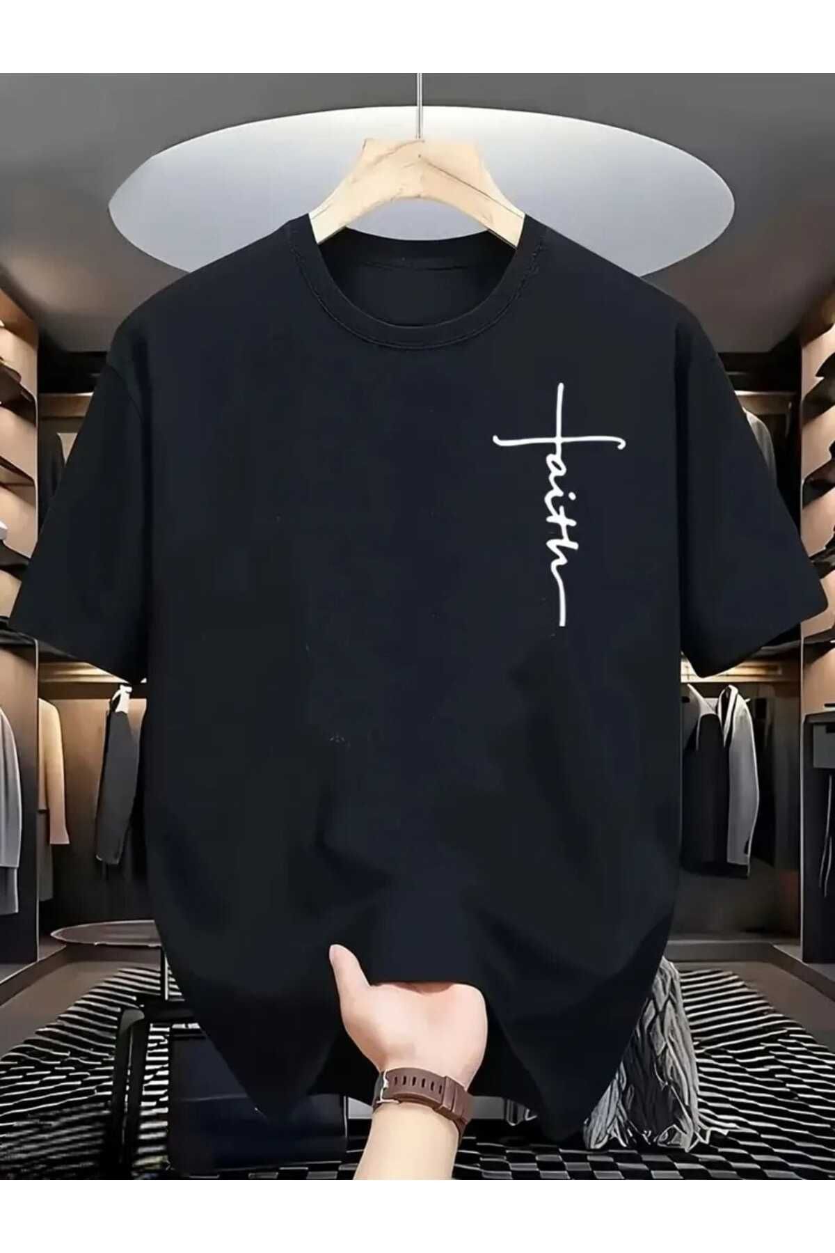 TekTarzz Unisex Erkek Faith Baskılı Tshirt