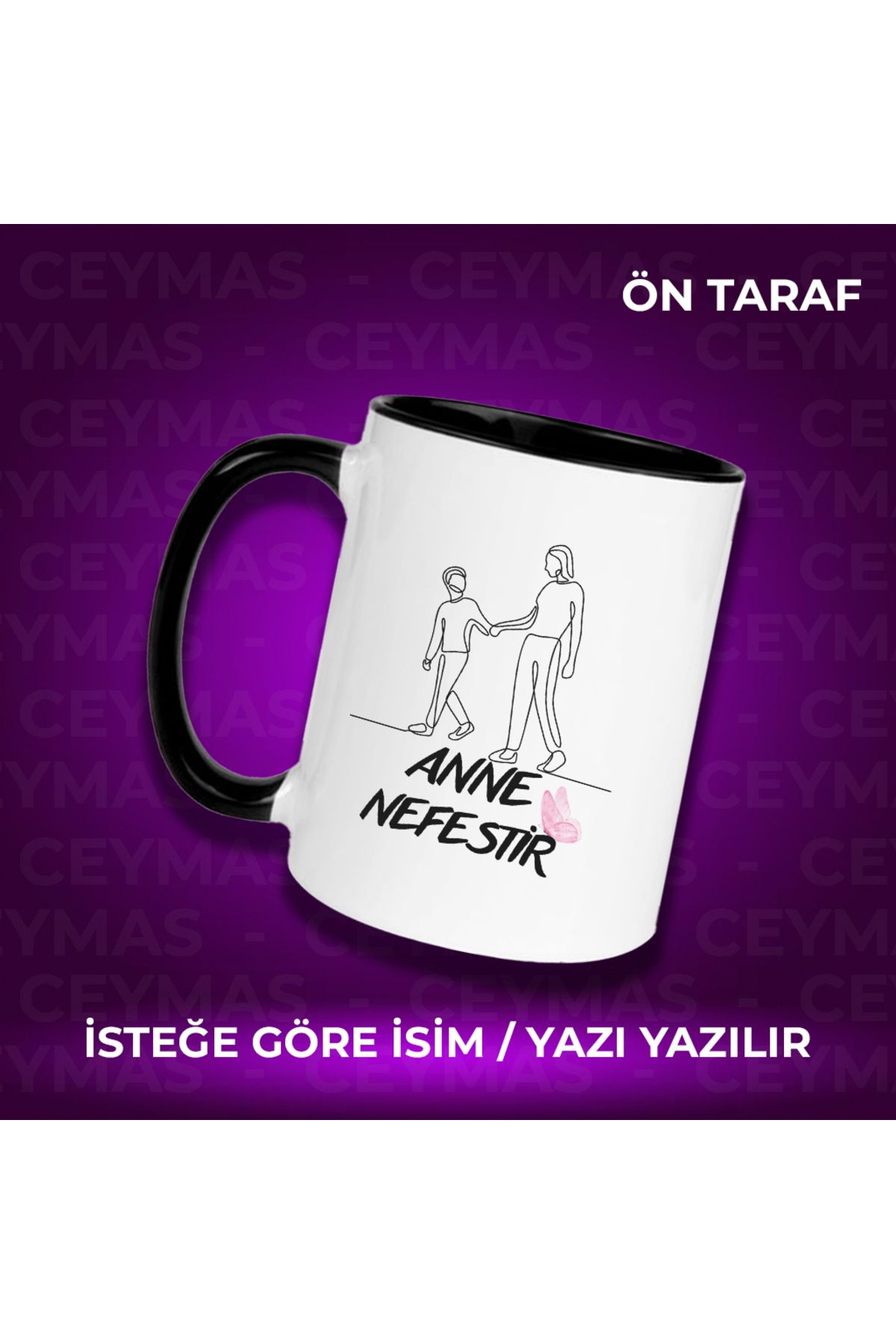 Ceymas Hediyelik Annelere Özel İsimli Anneler Günü Hediyelik Renkli Kupa Bardak