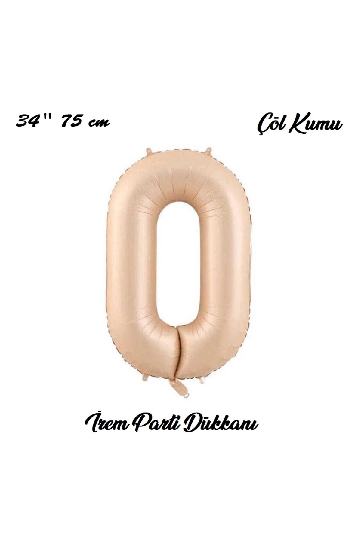 İrem Parti Dükkanı Retro Çöl Kumu, Kum beji, Karamel 0 Yaş Rakam Balon 74 Cm 34 Inç