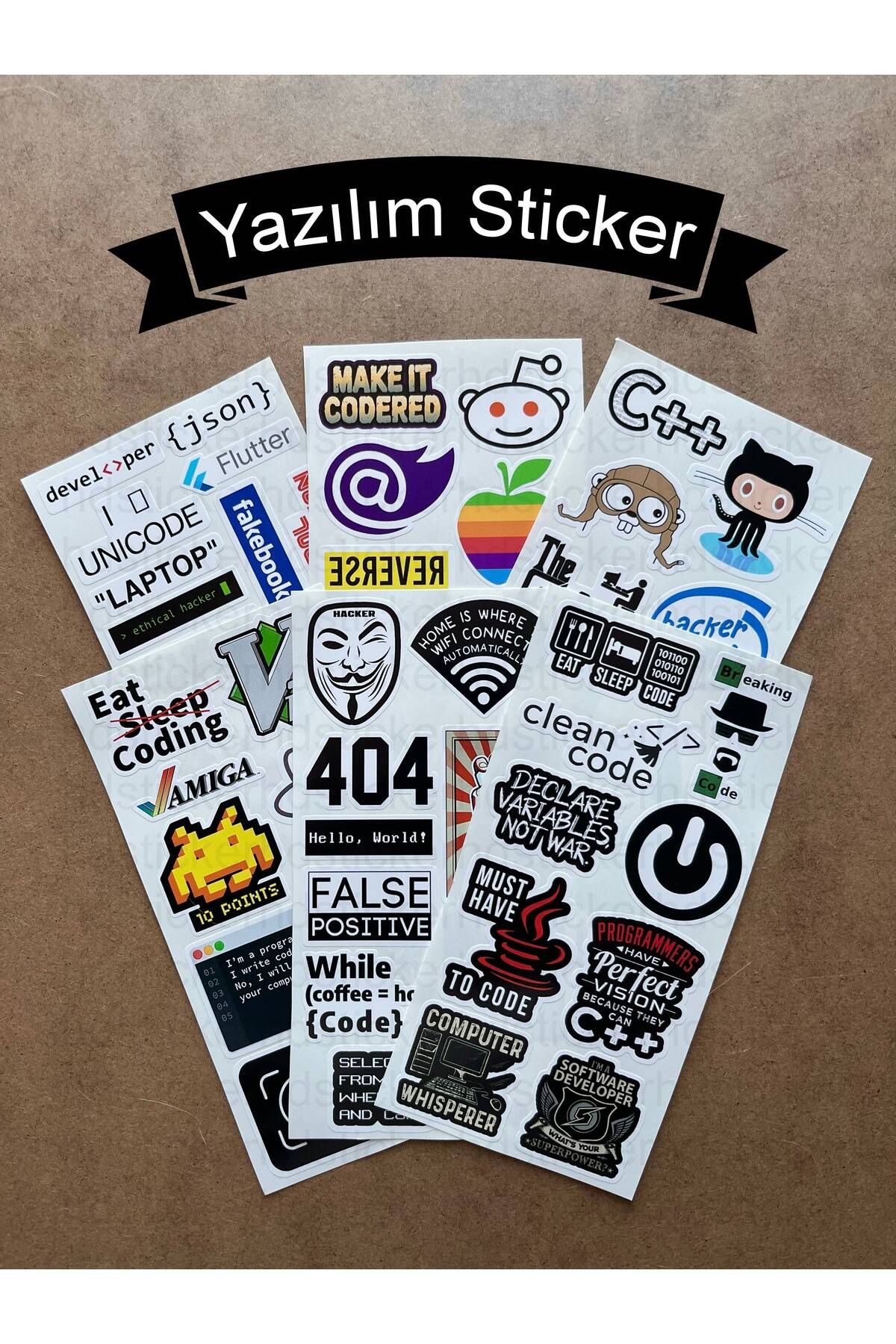 hdsticker 60 Adet Yazılım & Yazılımcı Software Developer Laptop Notebook Tablet Etiket Sticker Set P58