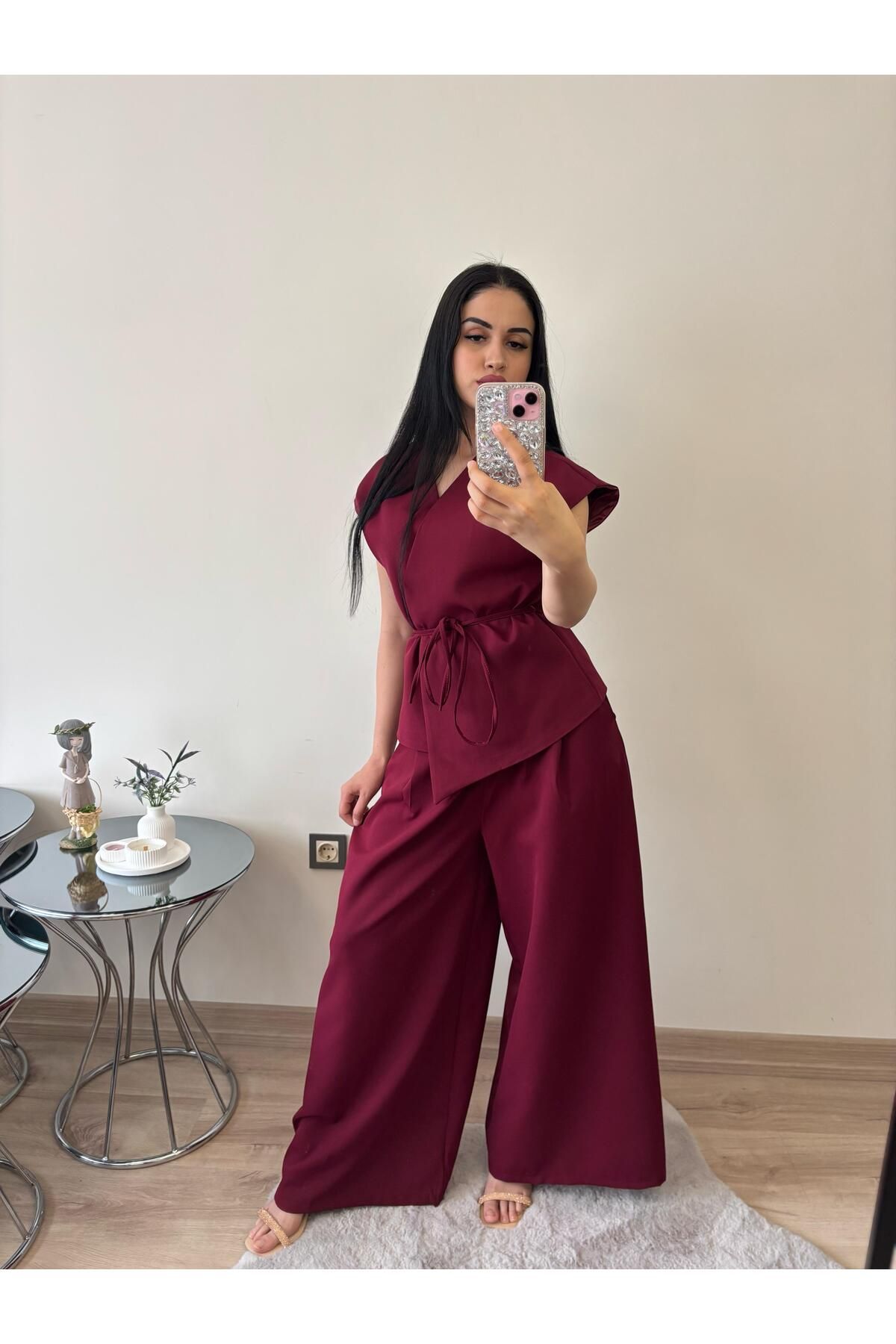 Butik Bordo İkili Palazzo Takım
