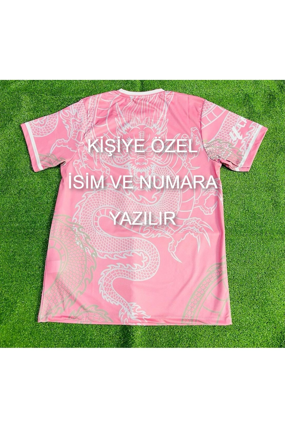 Lion Spor R'eal M'adrid Kişiye Özel İsimli Ejder Desenli Özel Konsept Forması(Pembe)