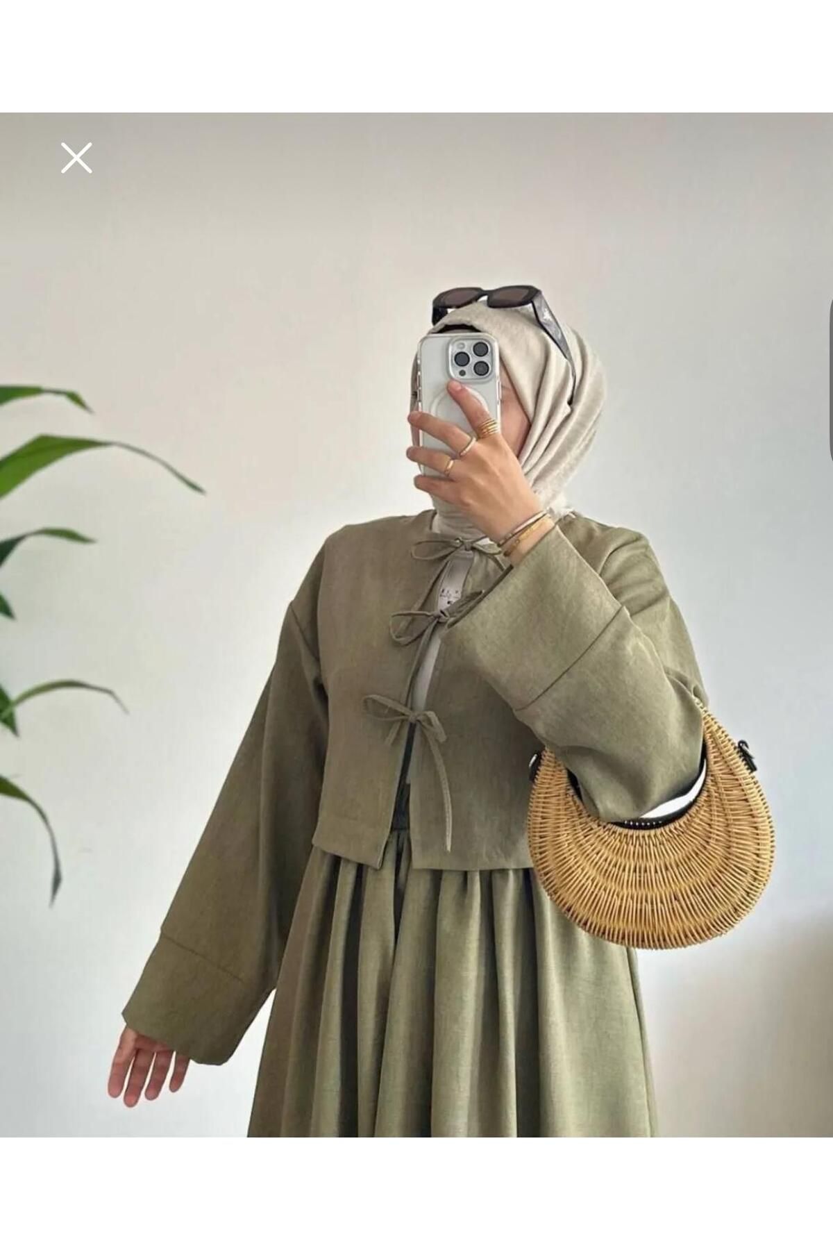 AVK MODA Keten Üç Bağlamalı Etekli Takım