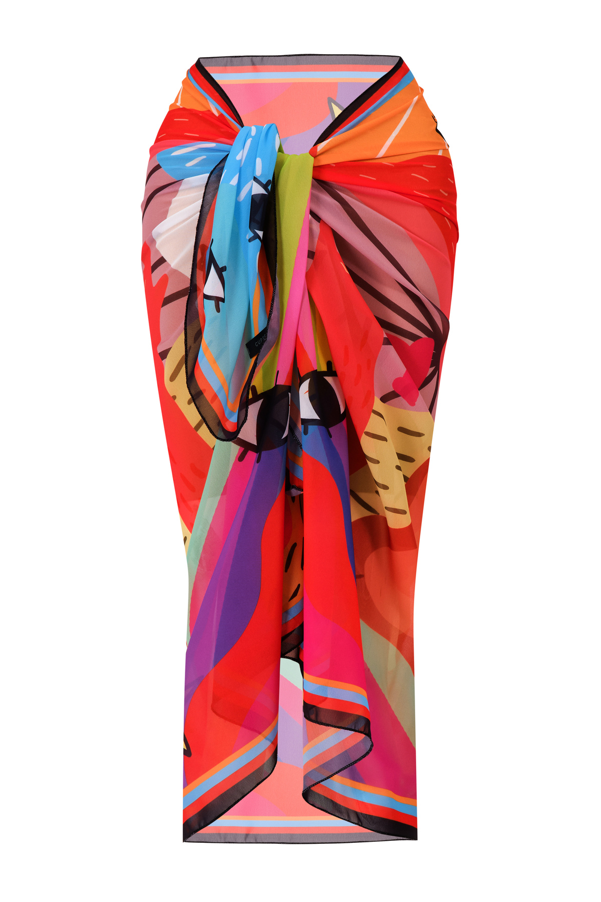 Rainbow Pattern Multicolor Pareo Satin Inner Non-Showing Long 95x150