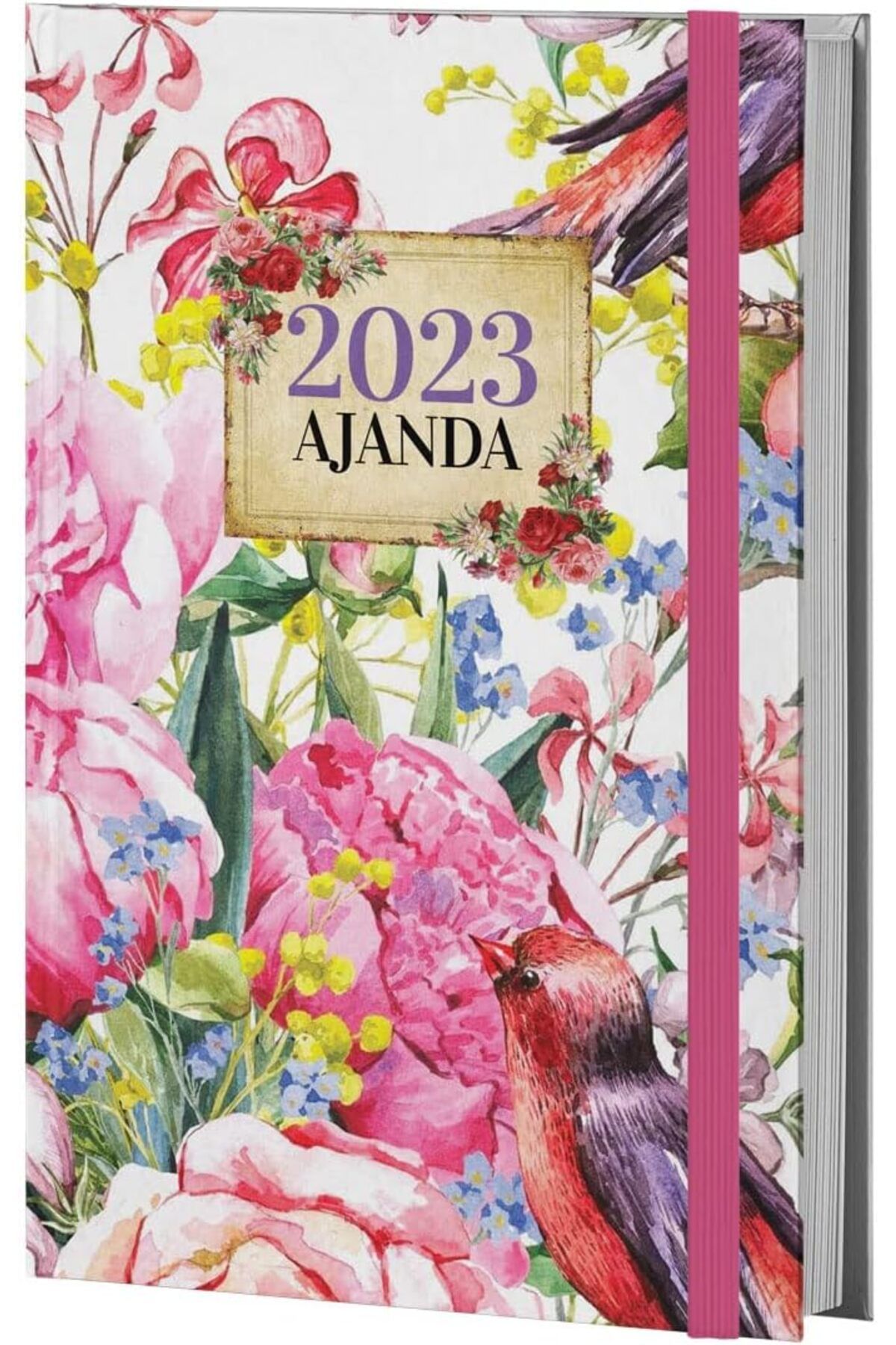 STOREMAX srhtDS Kitabevi Mor Kelebek Gül Bahçesi 2023 Ajanda, 13.5x21cm, 128 Sayfa, Ciltli Sersa Desing 266