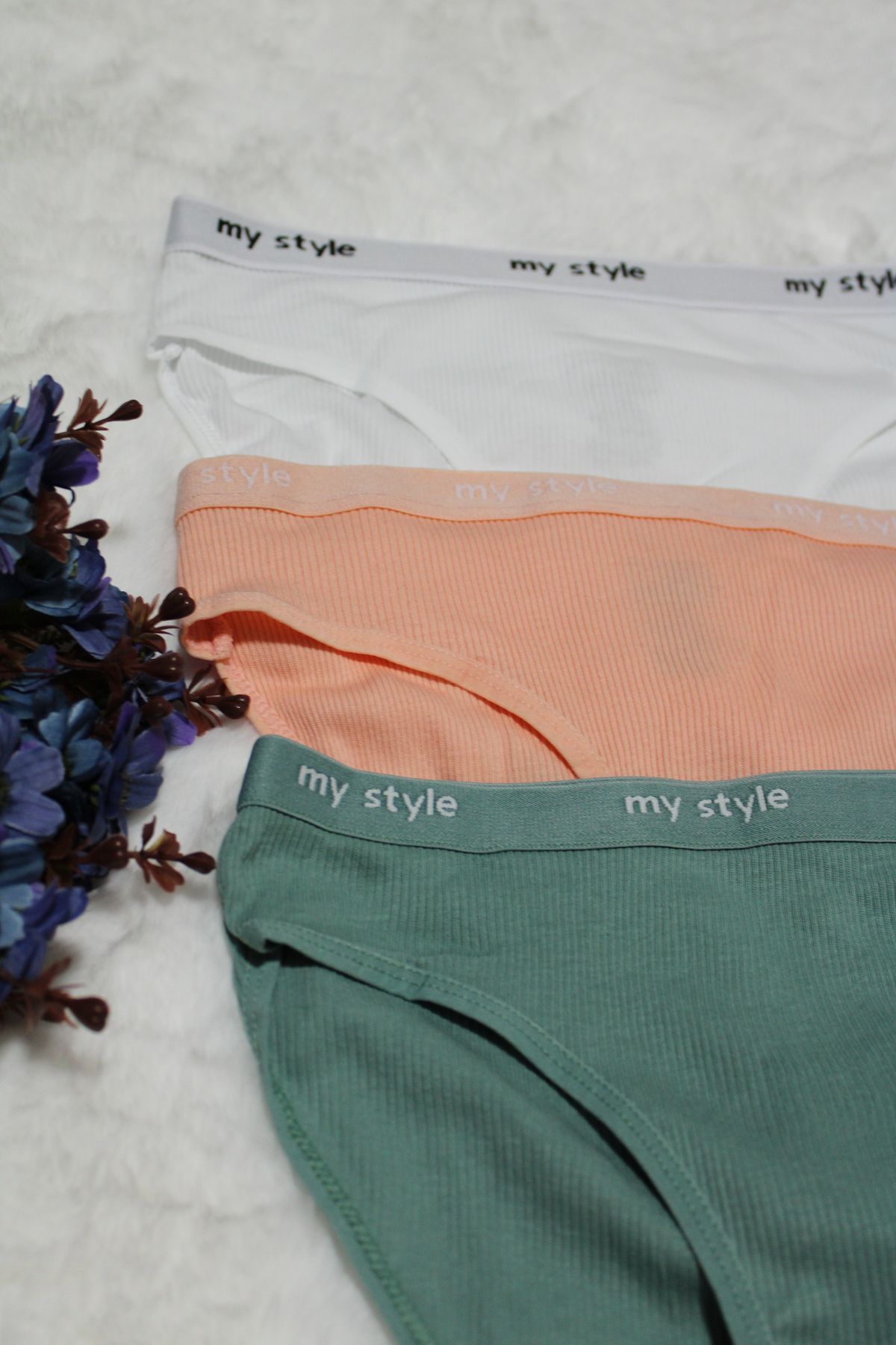 meltex 3'lü Bikini model çizgili külot