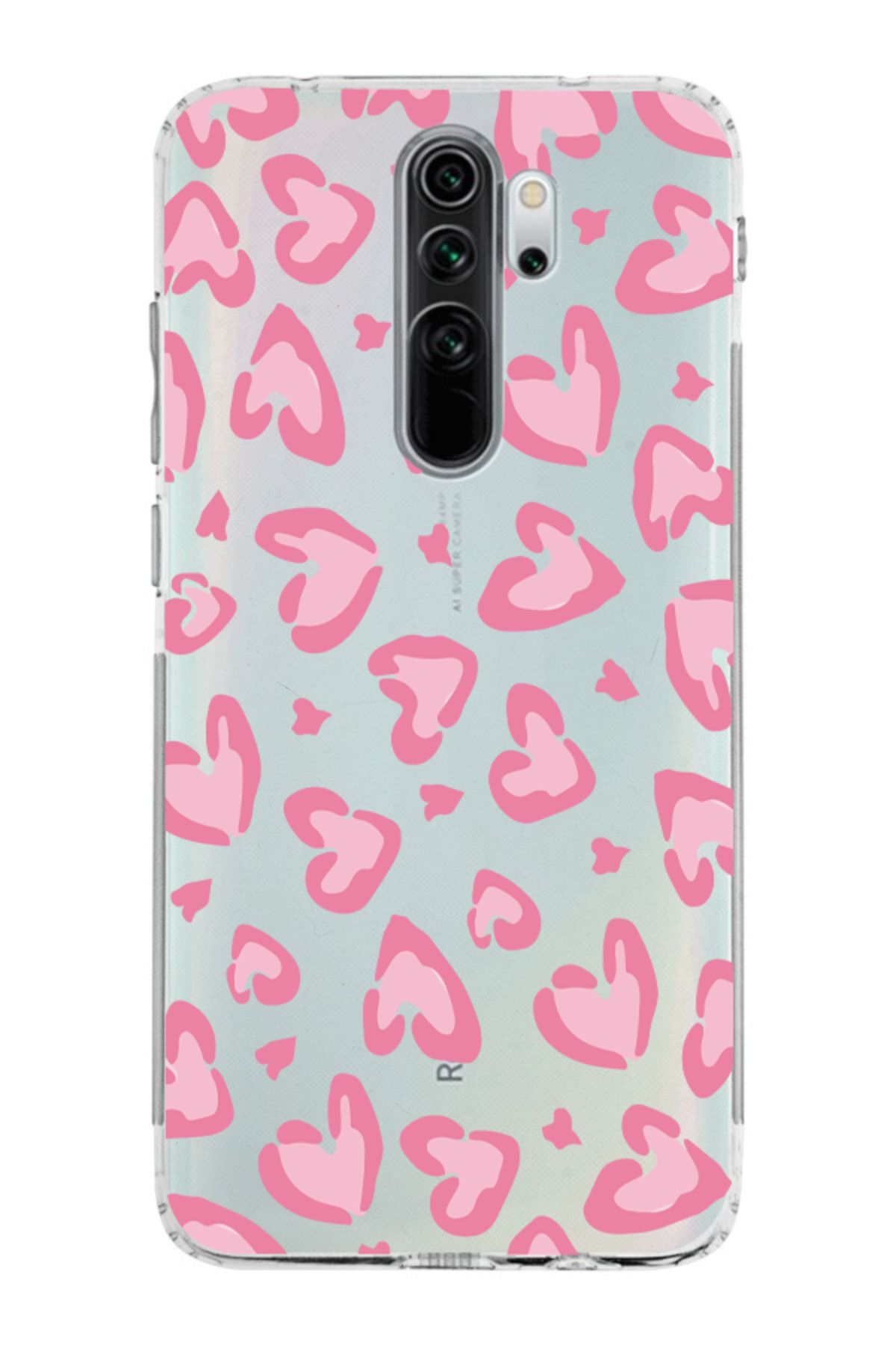 moonset Xiaomi Redmi Note 8 Pro Uyumlu Leopar Kalpler Tasarımlı Baskılı Şeffaf Telefon Kılıfı