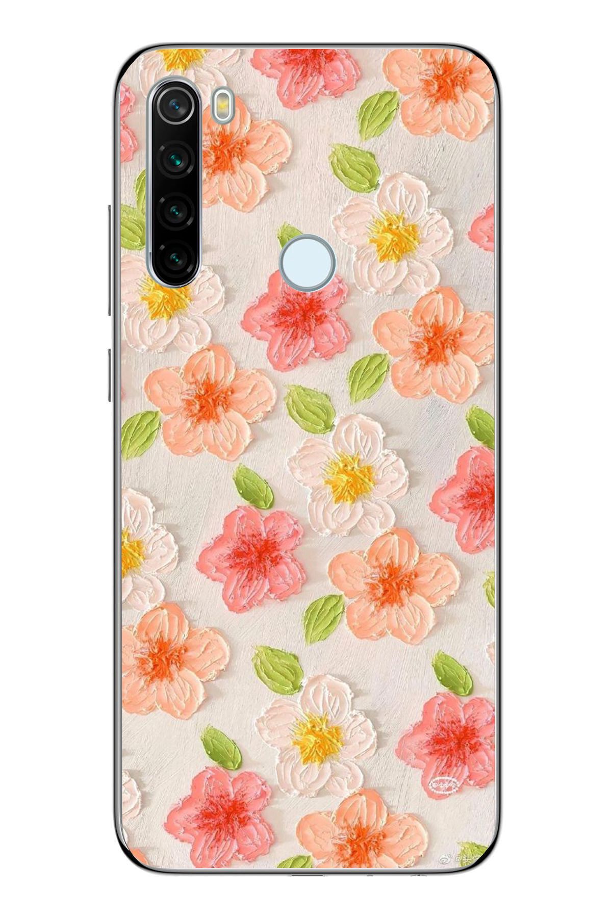 moonset Xiaomi Redmi Note 8 Uyumlu Çiçek Tasarımlı Baskılı Şeffaf Telefon Kılıfı