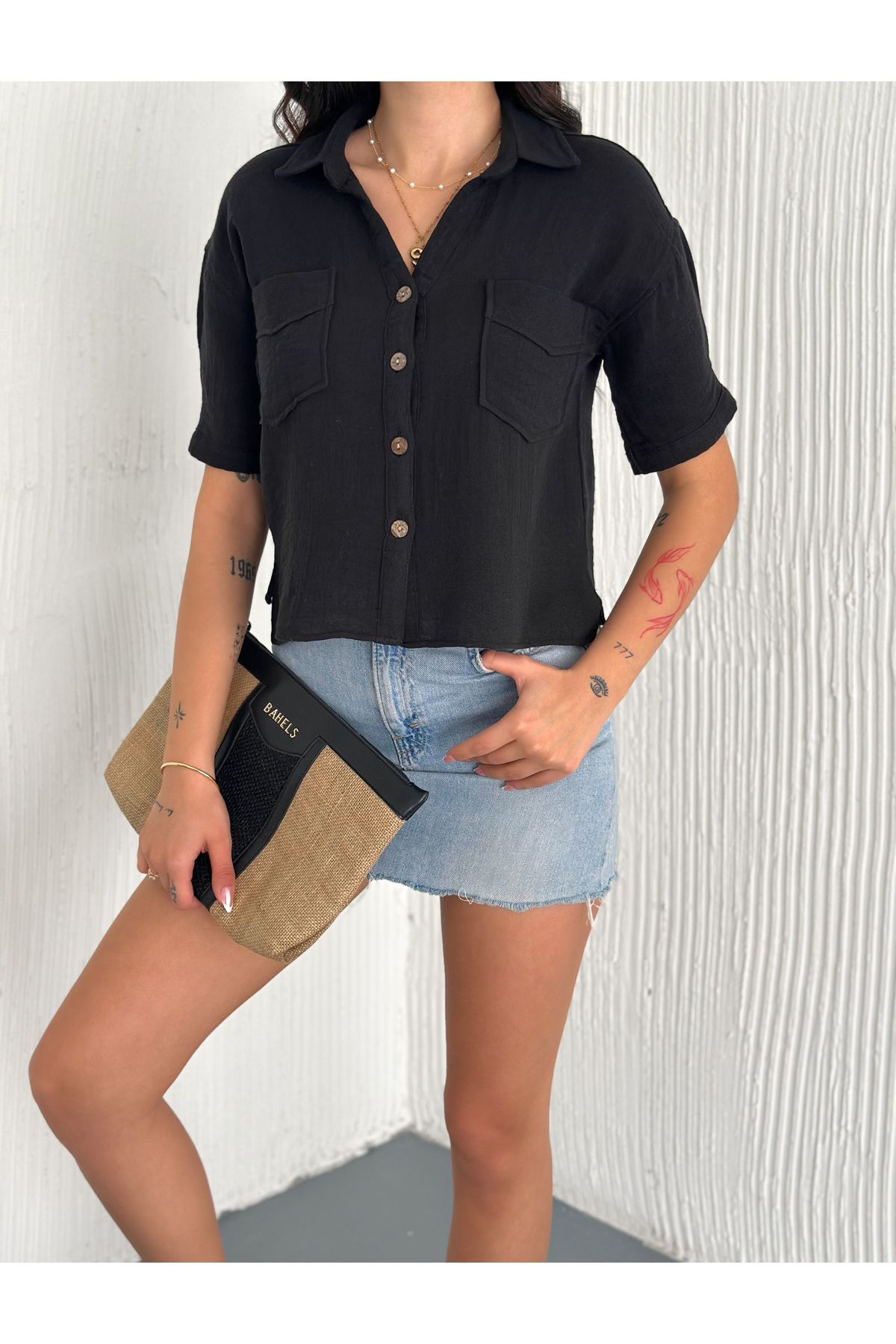 SBL COLLECTION Müslin Kısa Kollu Gömlek