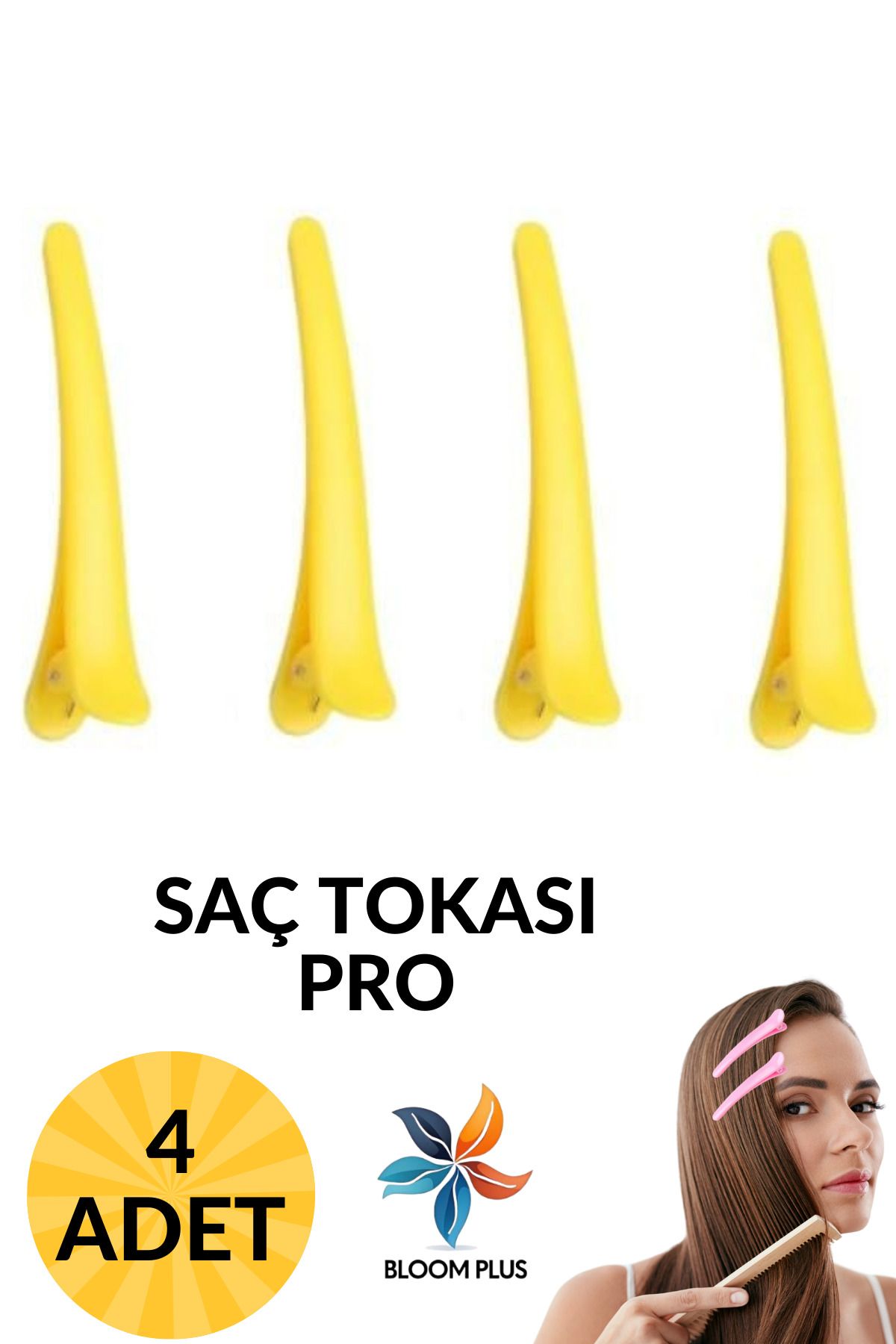 bloomplus Sarı Renk Saç Tokası Klips Topuz Tokası