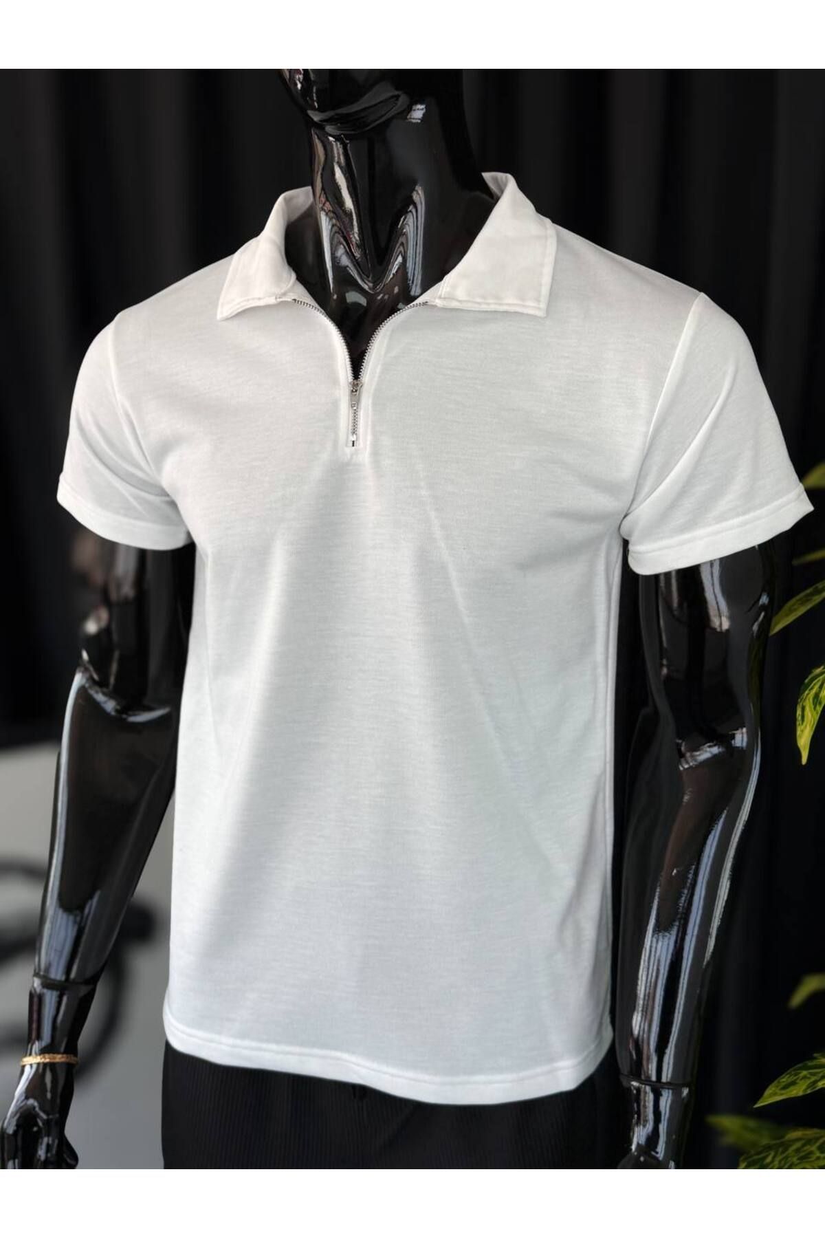 VOGUEMET ✅ Yarım Fermuar Polo Yaka T-shirt – Konforlu Kesim, Şık Görünüm