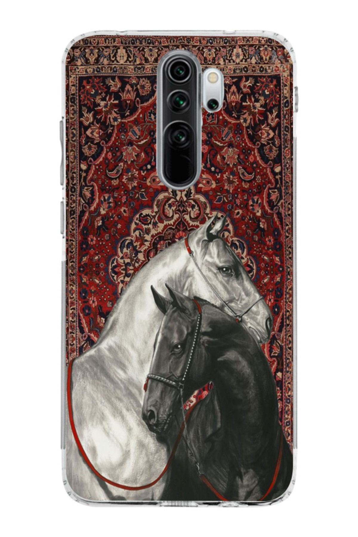 moonset Xiaomi Redmi Note 8 Pro Uyumlu Atlar Tasarımlı Baskılı Şeffaf Telefon Kılıfı